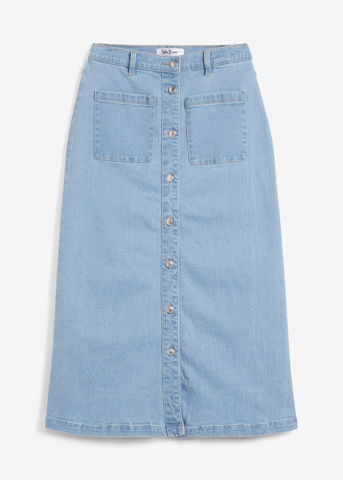 Sublevel Damen Jeans Mini-Rock Mit Knöpfen - Used Look Mit Destroyed Details