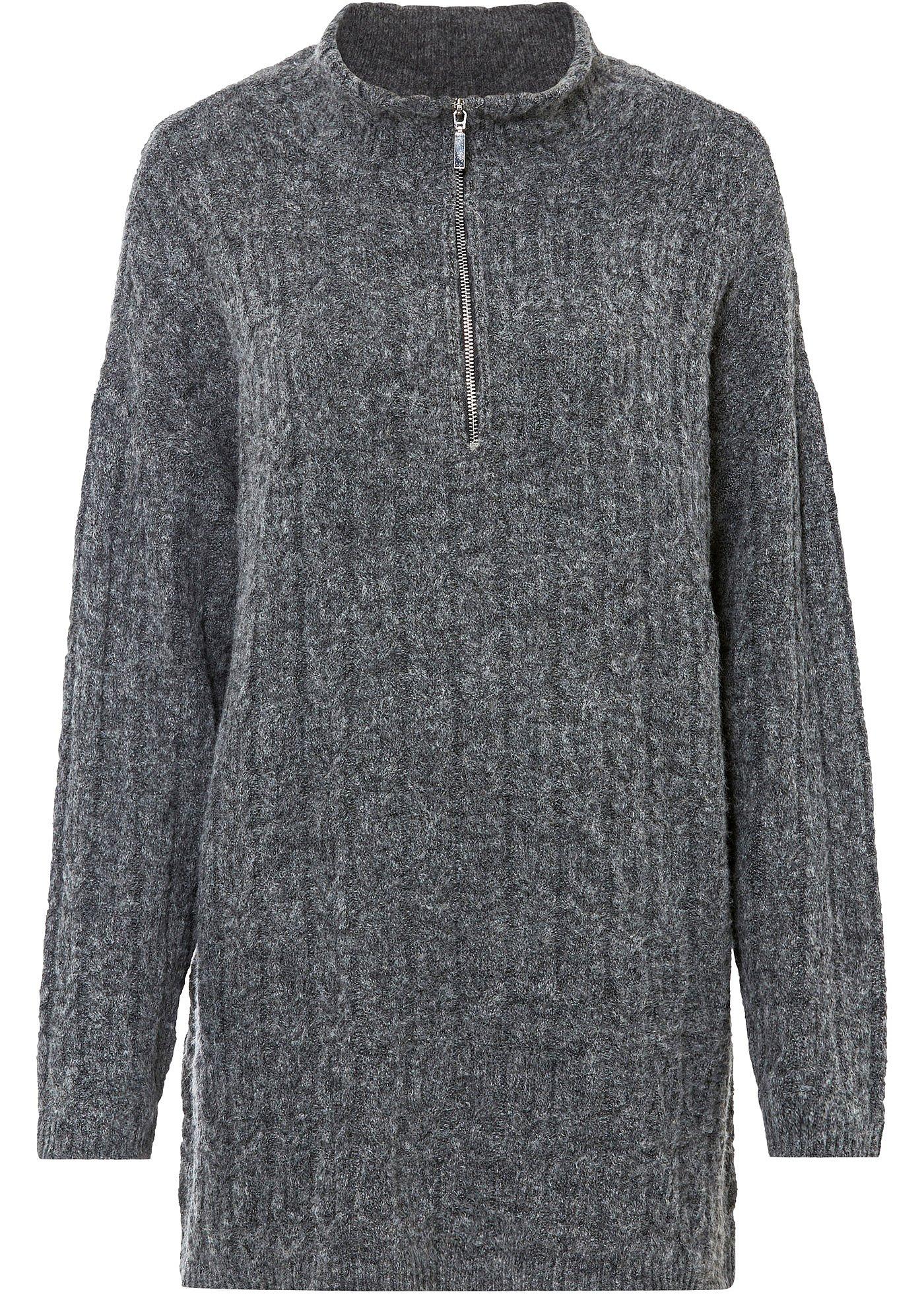 Longpullover mit Zopfmuster