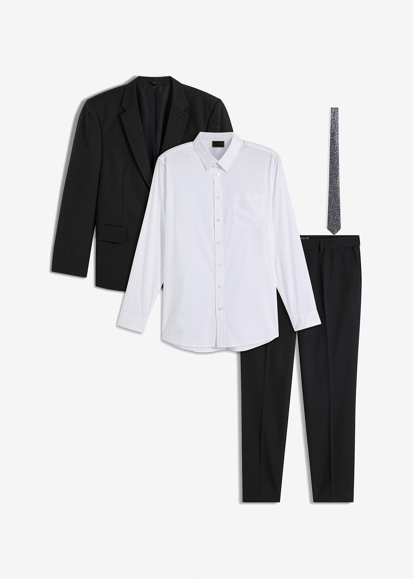 Anzug mit Hemd und Krawatte (4-tlg.Set), Slim Fit