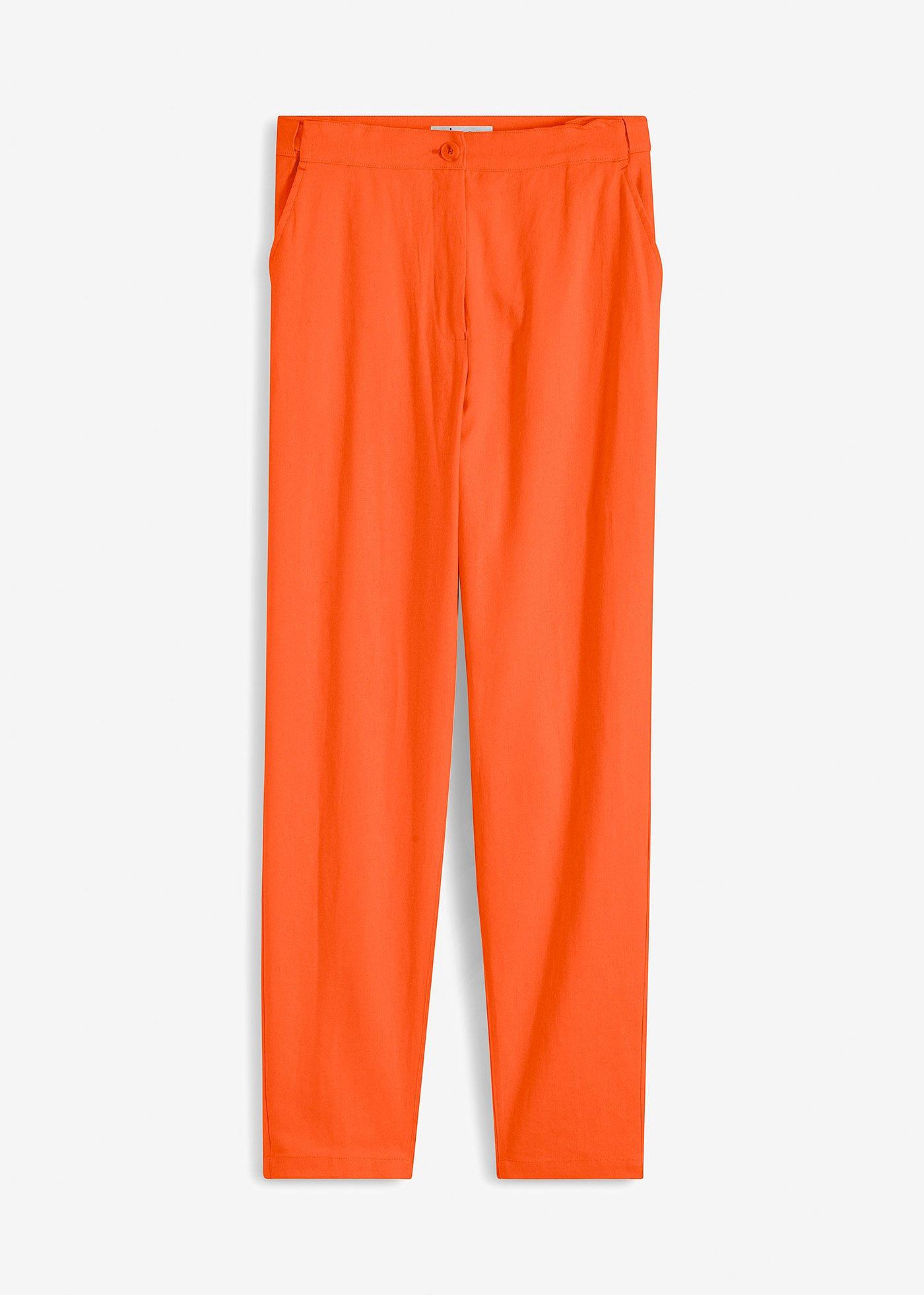 Verkürzte High-Waist-Hose aus Leinen-Viskose-Mix