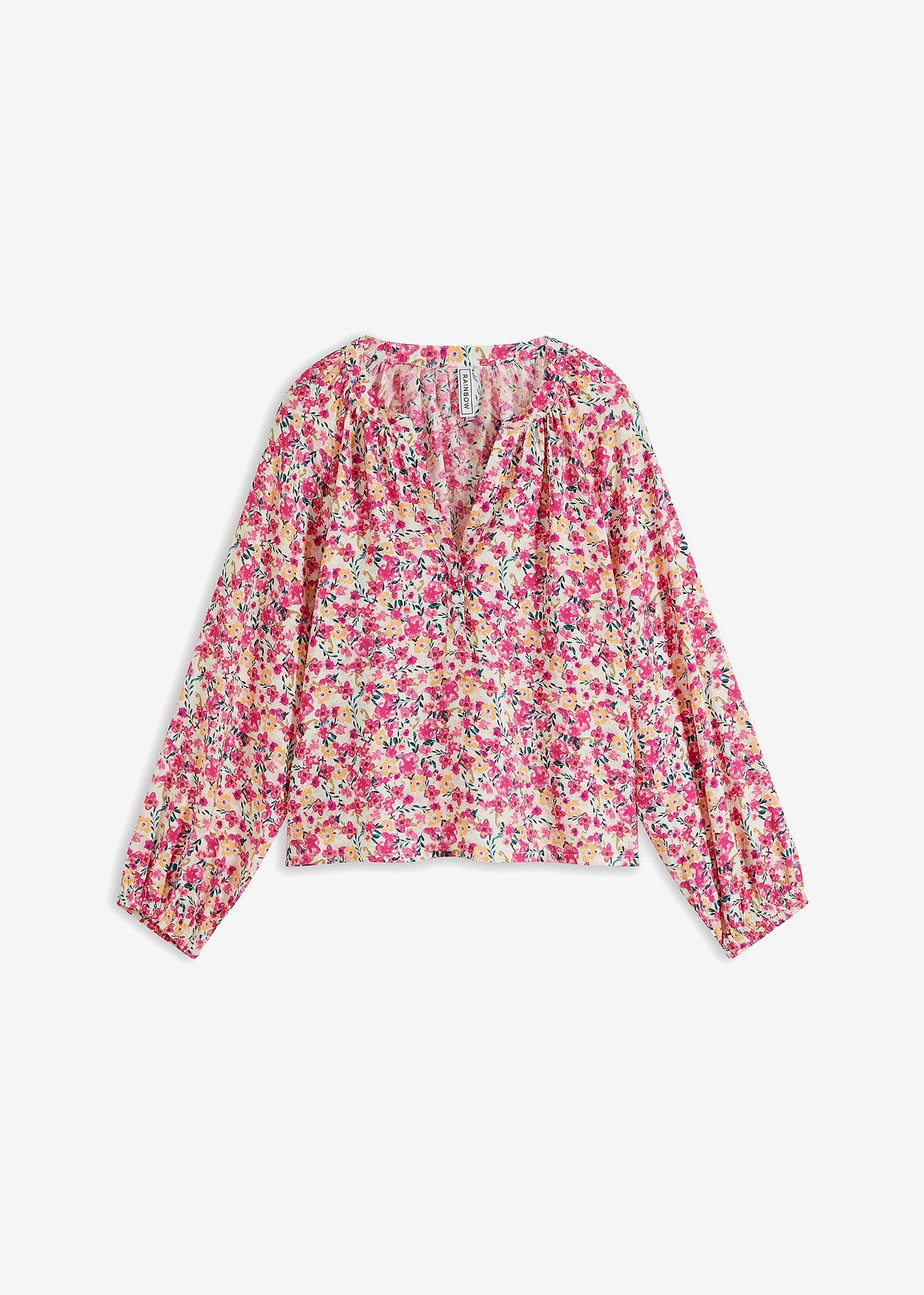 Bluse mit Blumendruck aus strukturierter Viskose