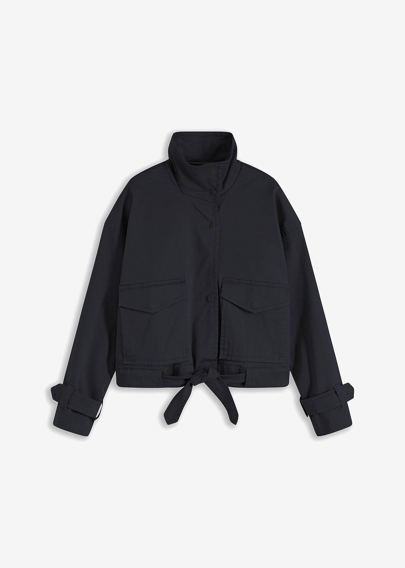 Weite Twill-Jacke mit aufgesetzten Taschen