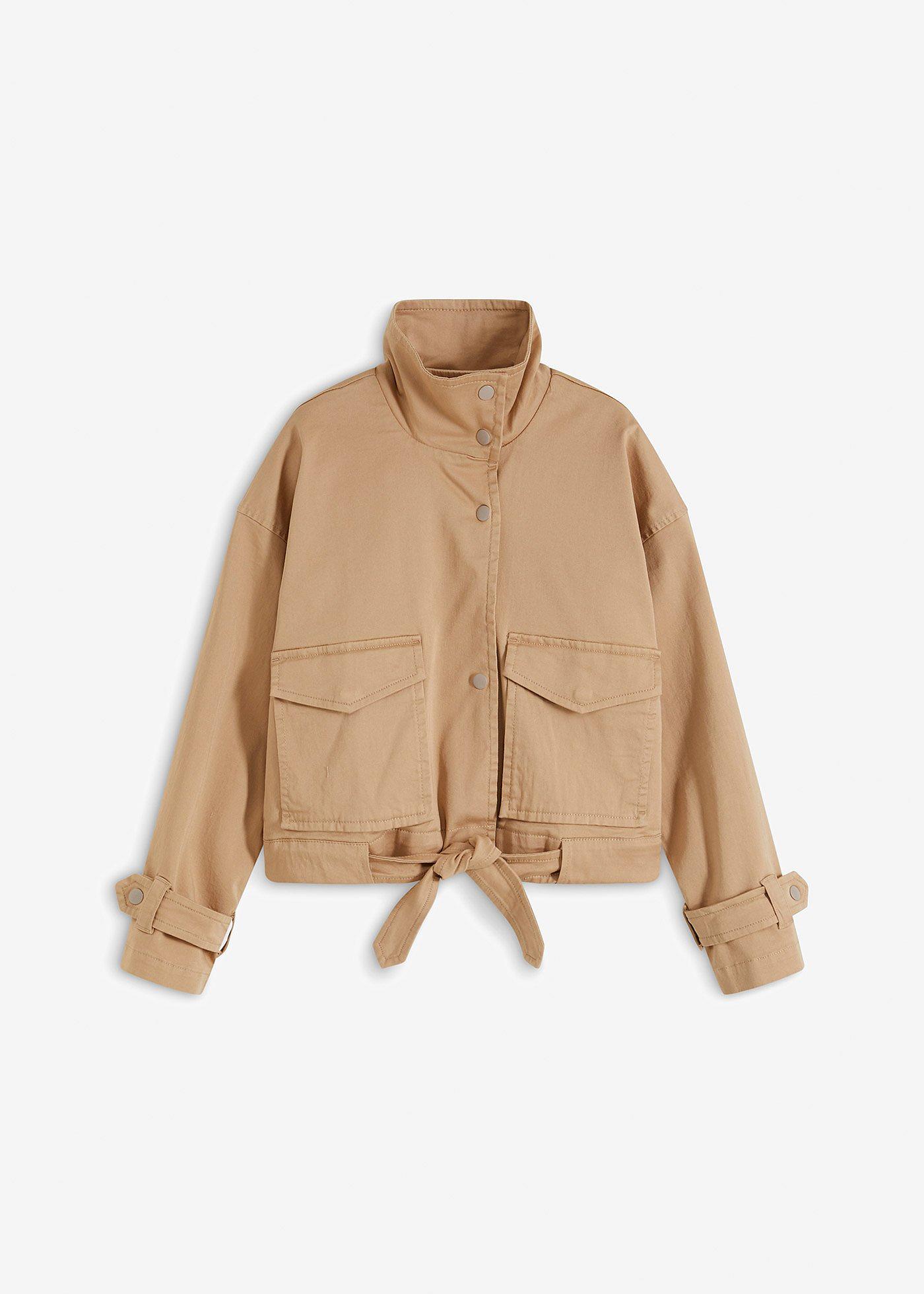 Weite Twill-Jacke mit aufgesetzten Taschen