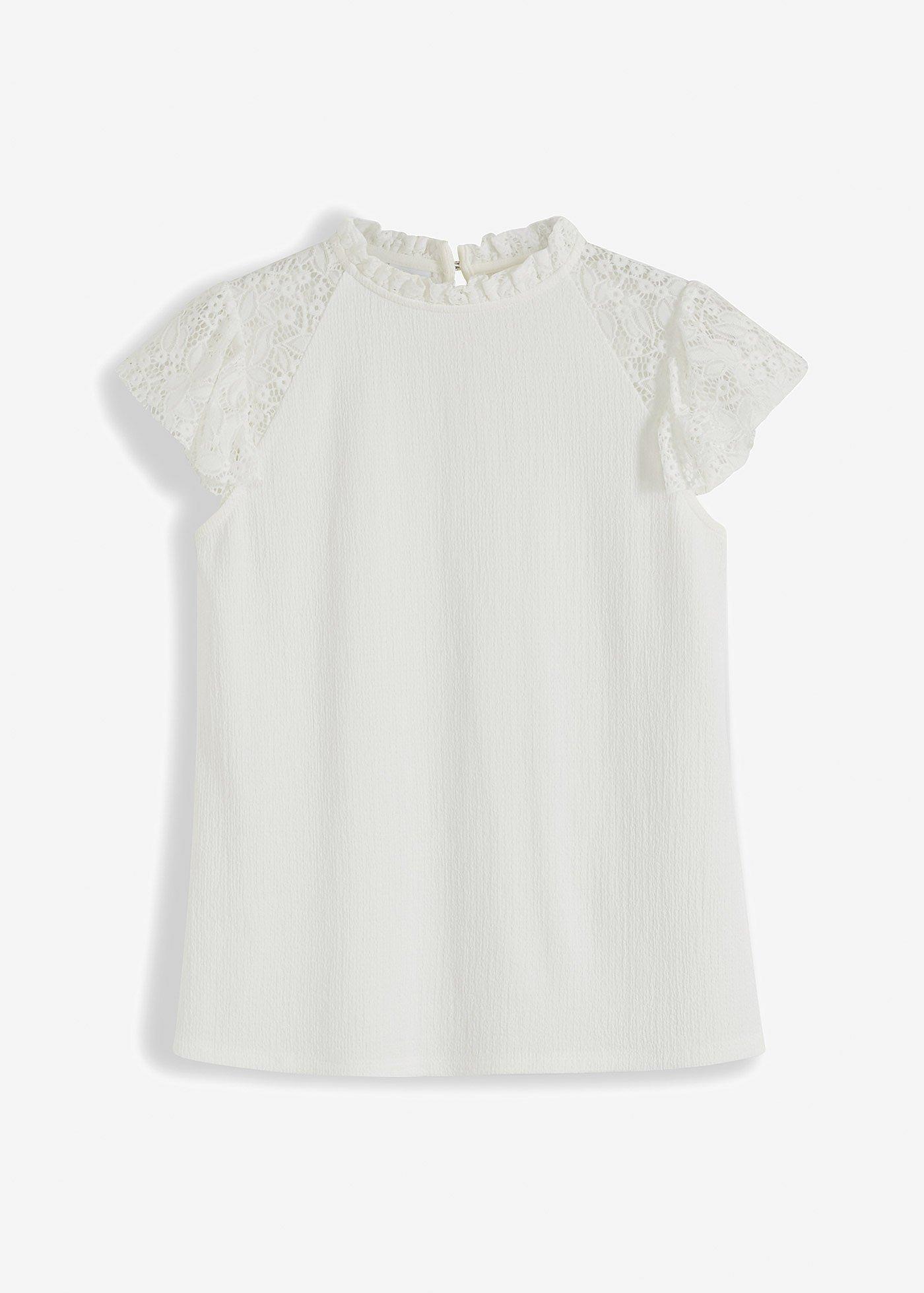 Spitzenshirt mit Stehkragen