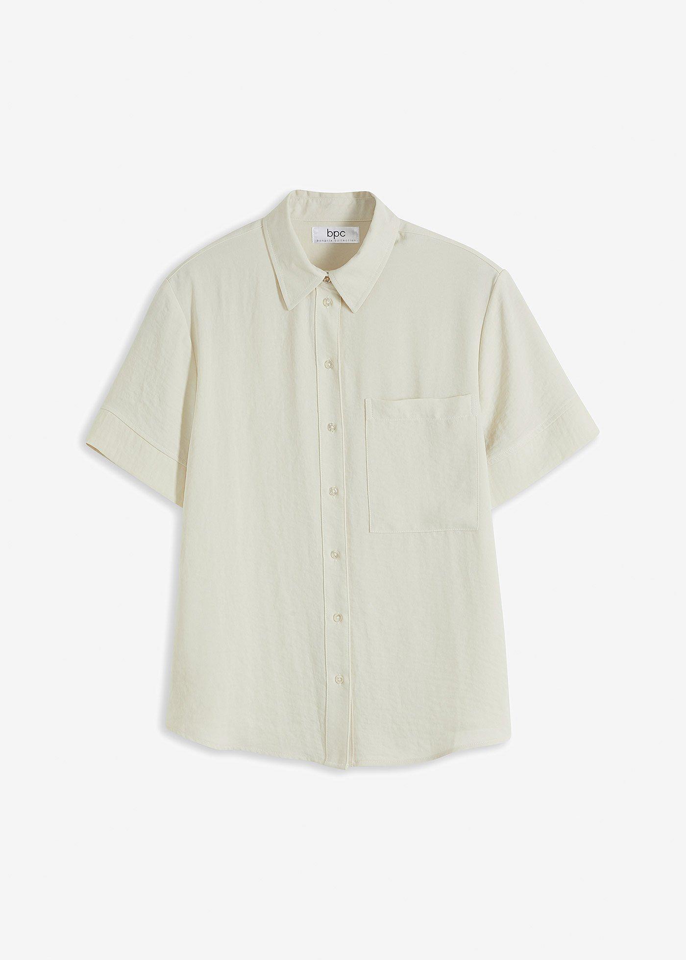 Halbarm-Bluse mit Brusttasche
