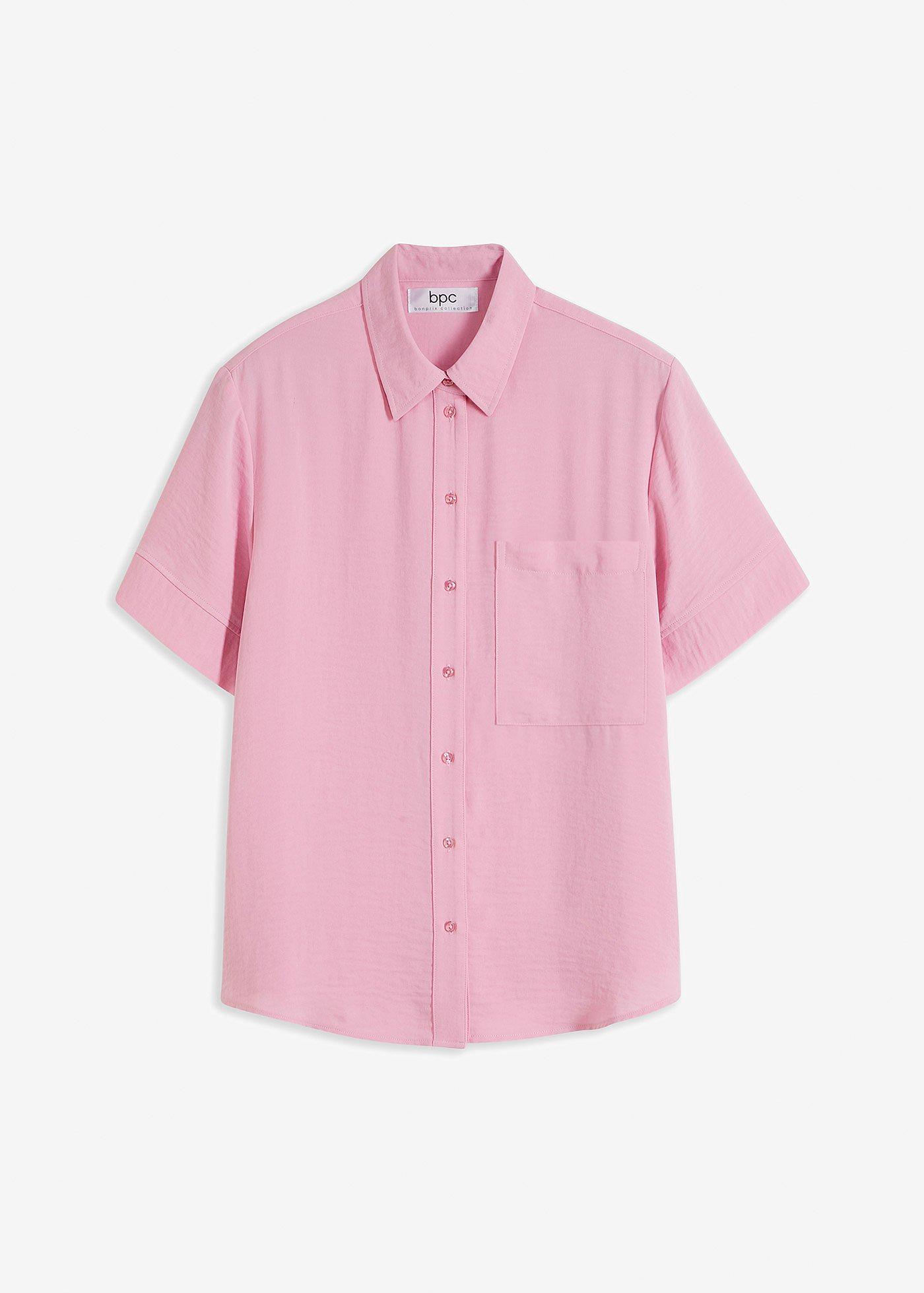 Halbarm-Bluse mit Brusttasche