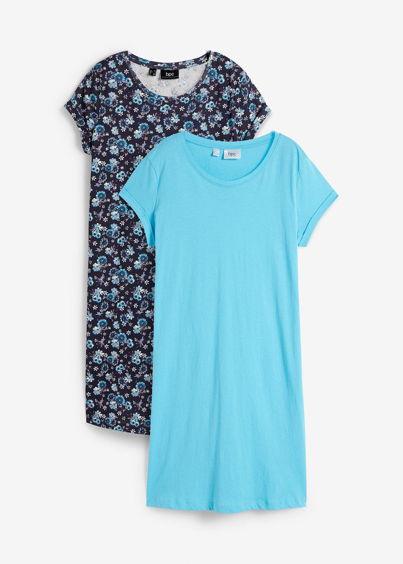 Shirtkleid mit seitlichen Schlitzen aus reiner Baumwolle (2er Pack)