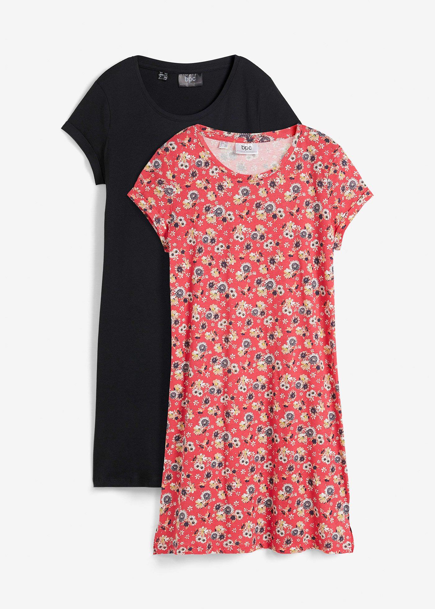 Shirtkleid mit seitlichen Schlitzen aus reiner Baumwolle (2er Pack)