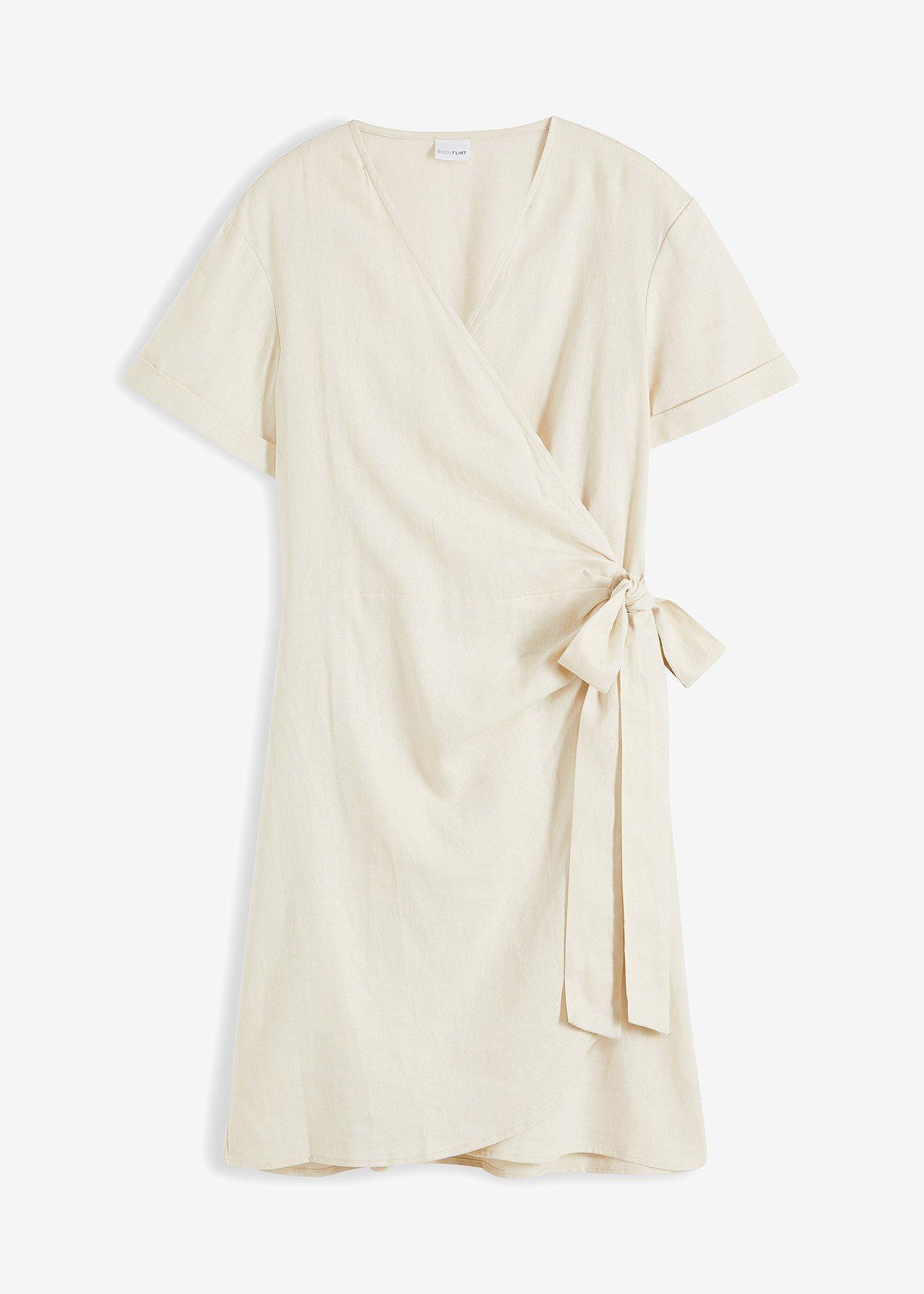 Wickelkleid aus luftigem Leinenmix