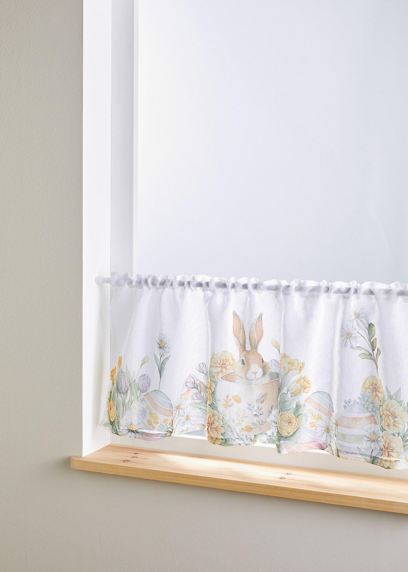 Scheibengardine mit Hasen Druck