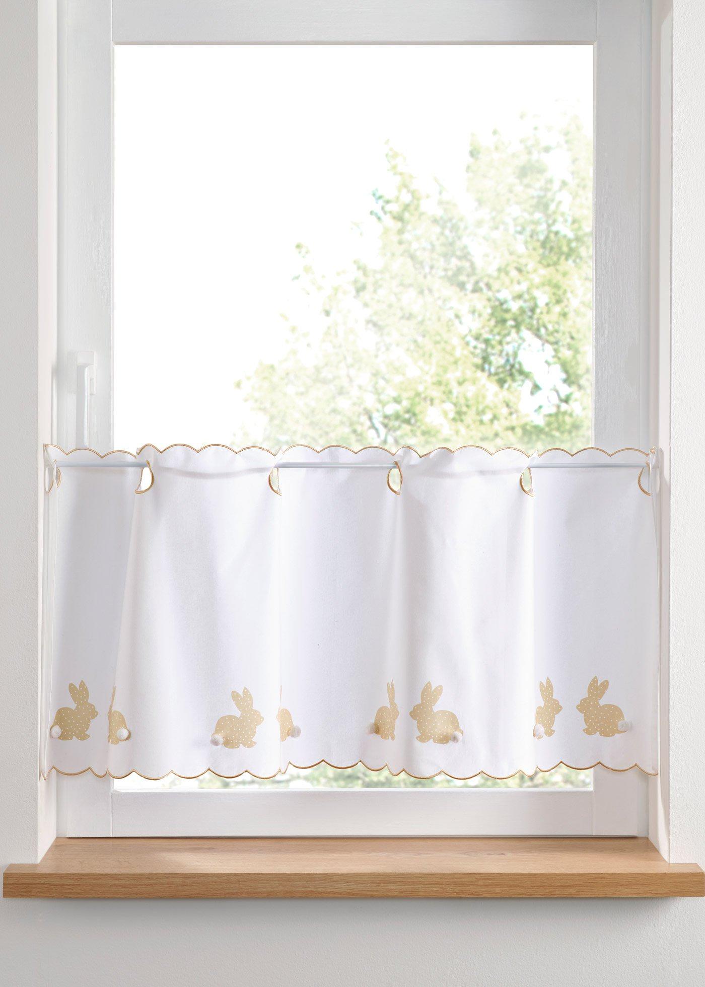 Bio Baumwoll Scheibengardine mit Hasen Motiv