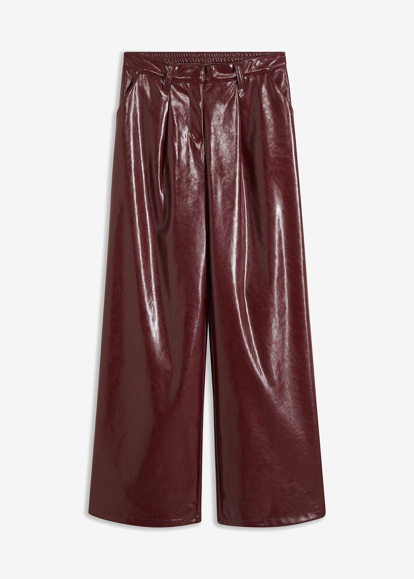 Lederimitat-Hose mit weitem Bein