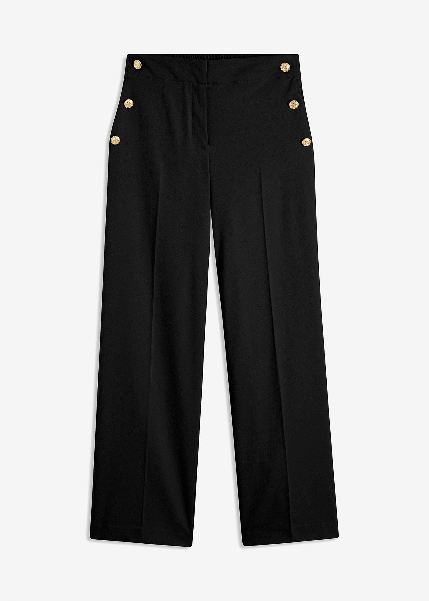 Marlenehose mit dekorativen Knöpfen