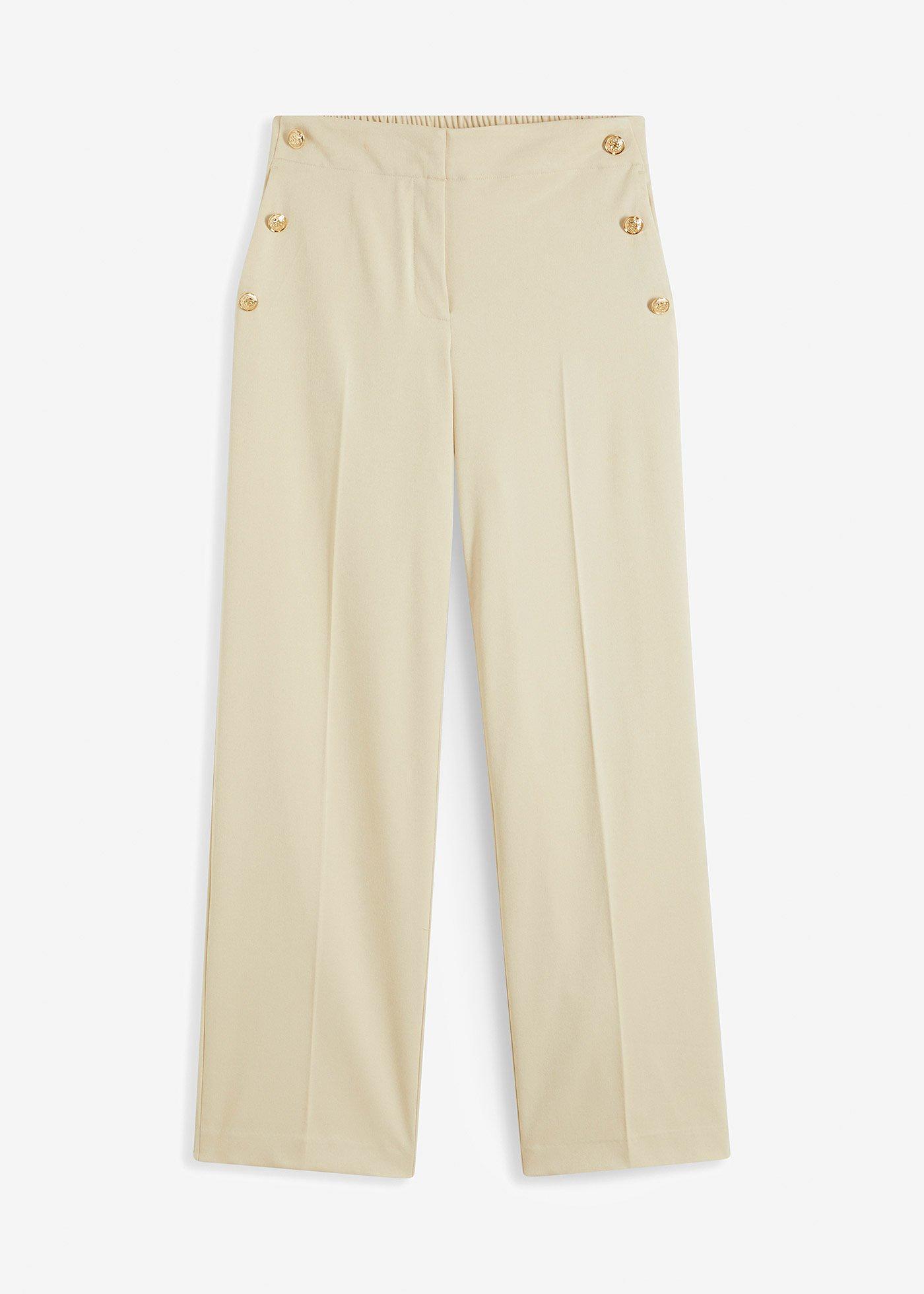 Marlenehose mit dekorativen Knöpfen