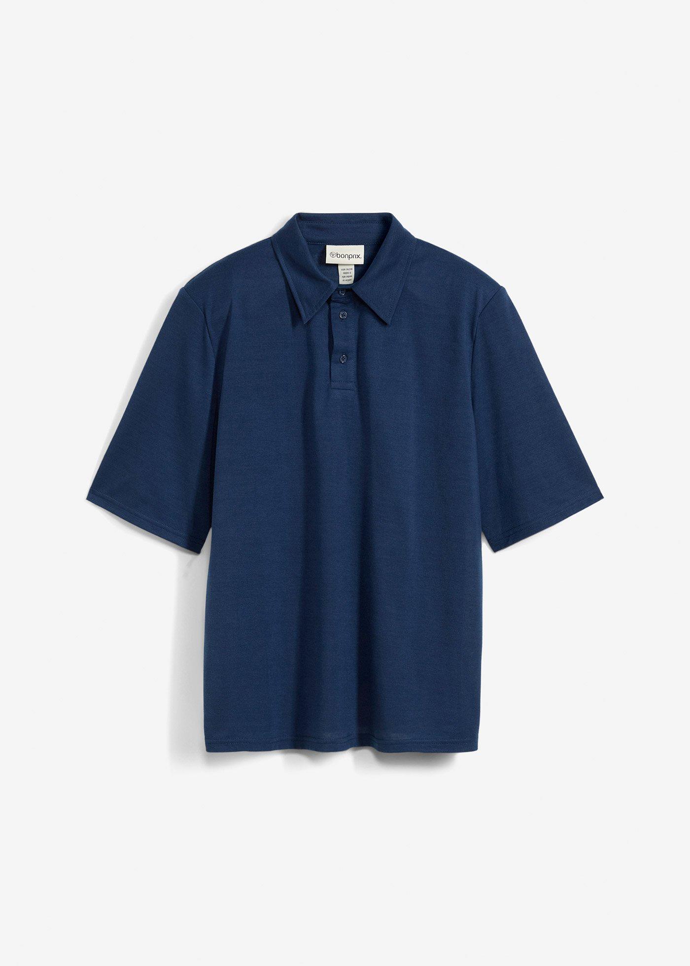 Poloshirt mit Schulterpolstern aus Viskose-Mix