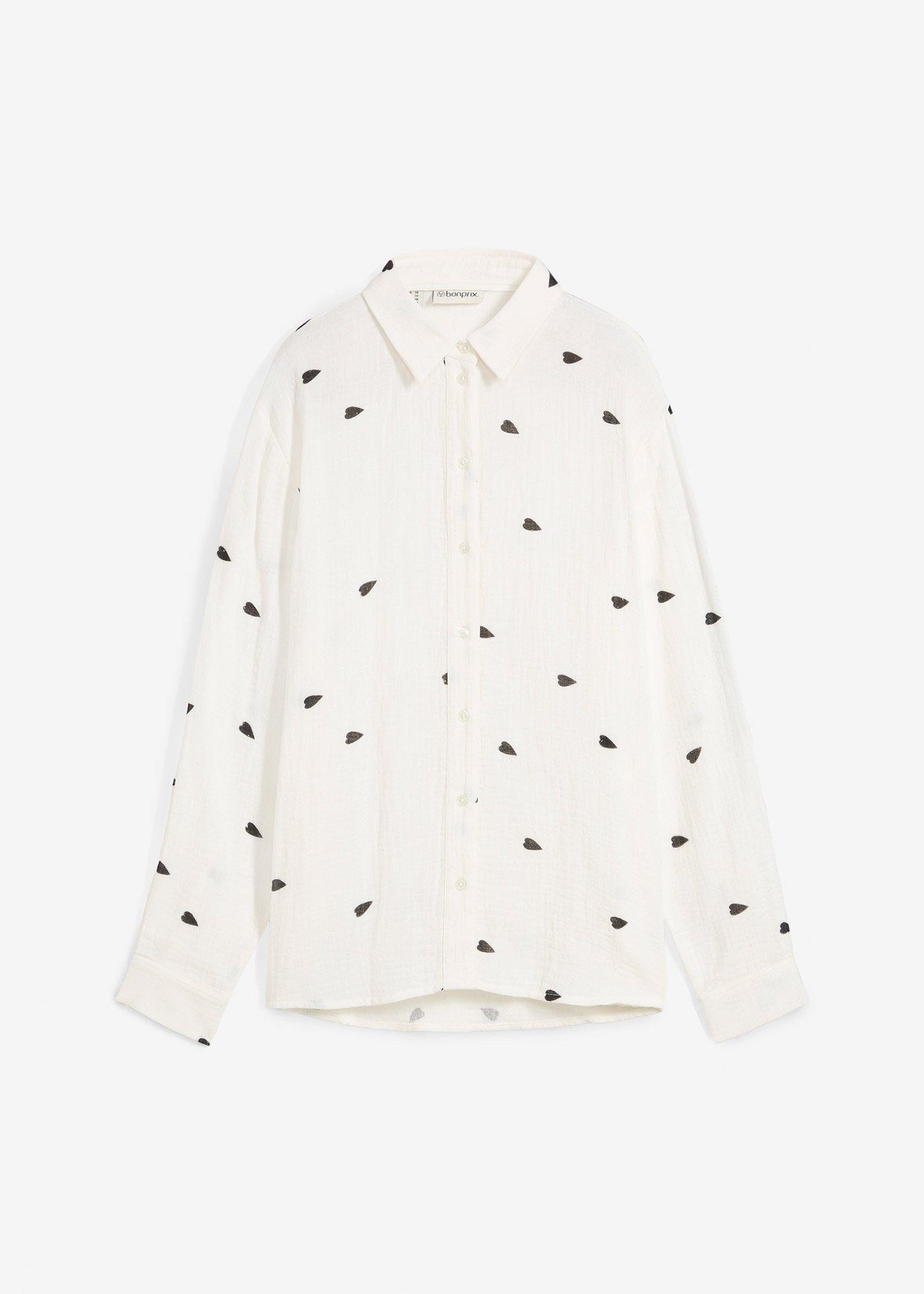 Musselin-Bluse mit Herzen