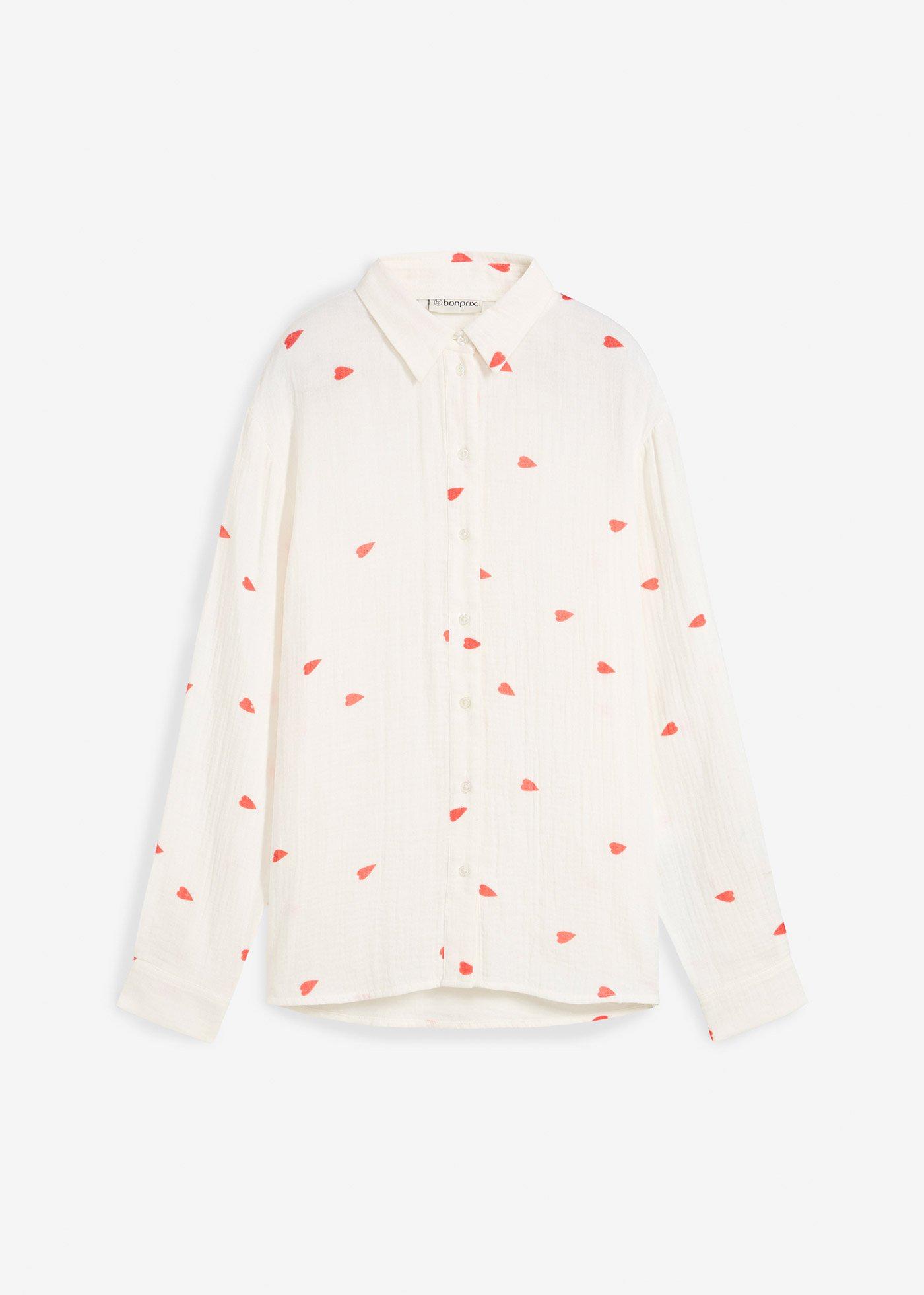 Musselin-Bluse mit Herzen