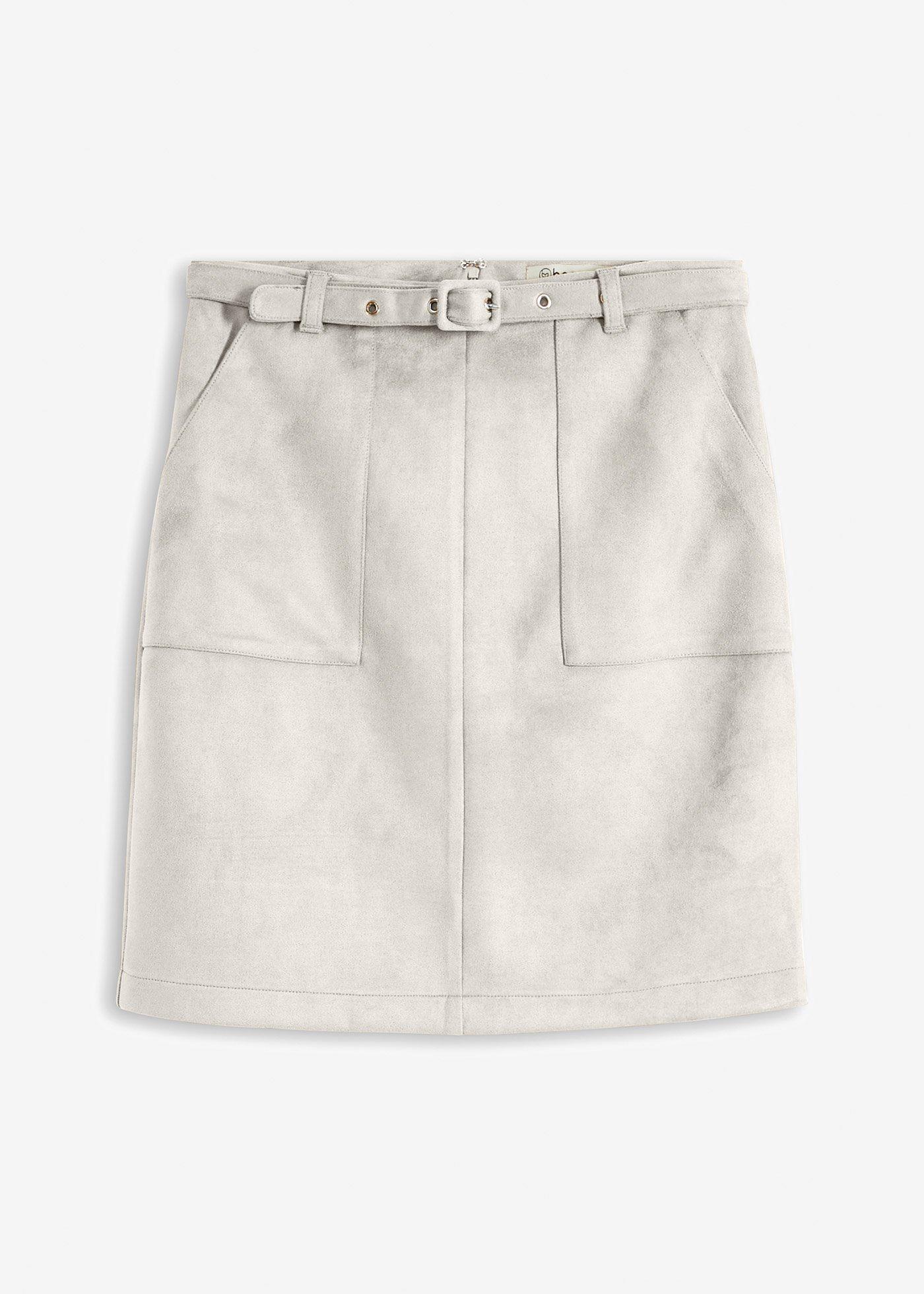 Velourlederimitat-Rock mit Gürtel