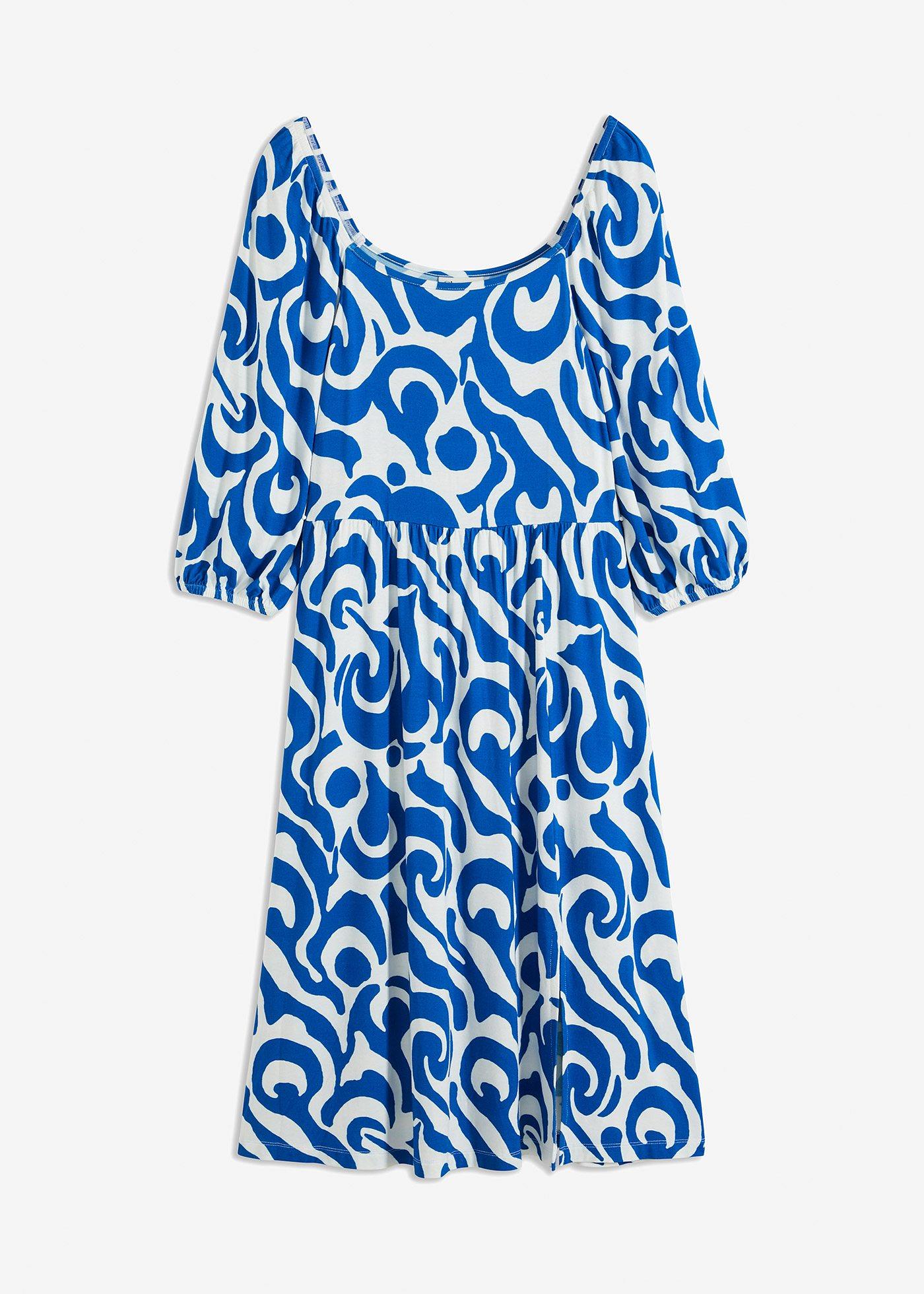 Jerseykleid mit Ballon-Ärmeln aus softem Viskose-Mix