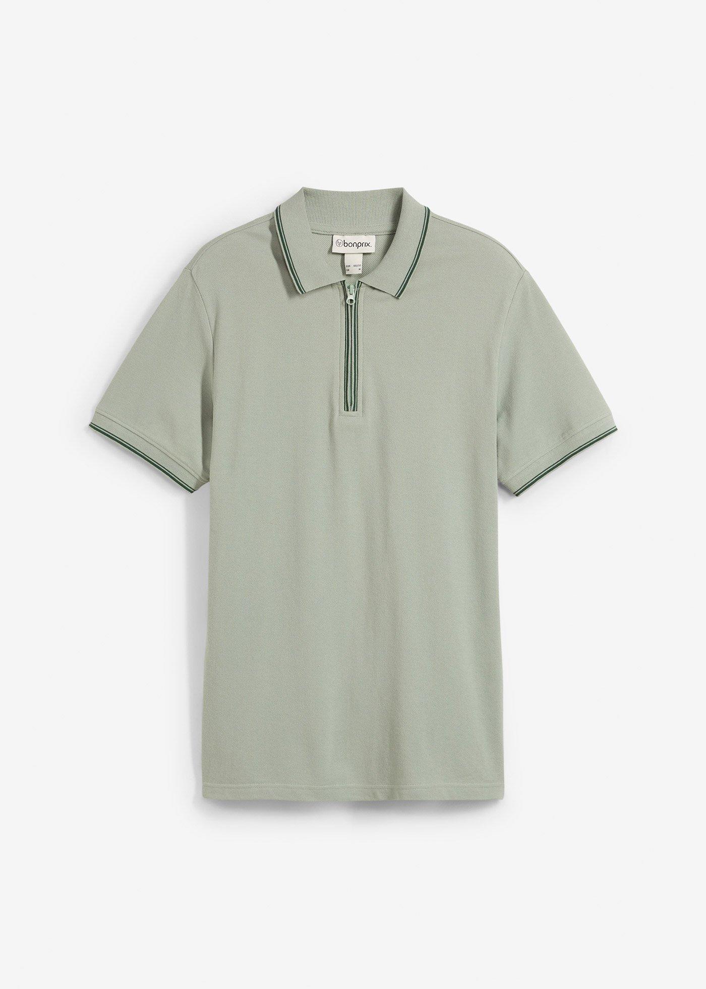 Piqué-Poloshirt mit Reißverschluss aus reiner Baumwolle