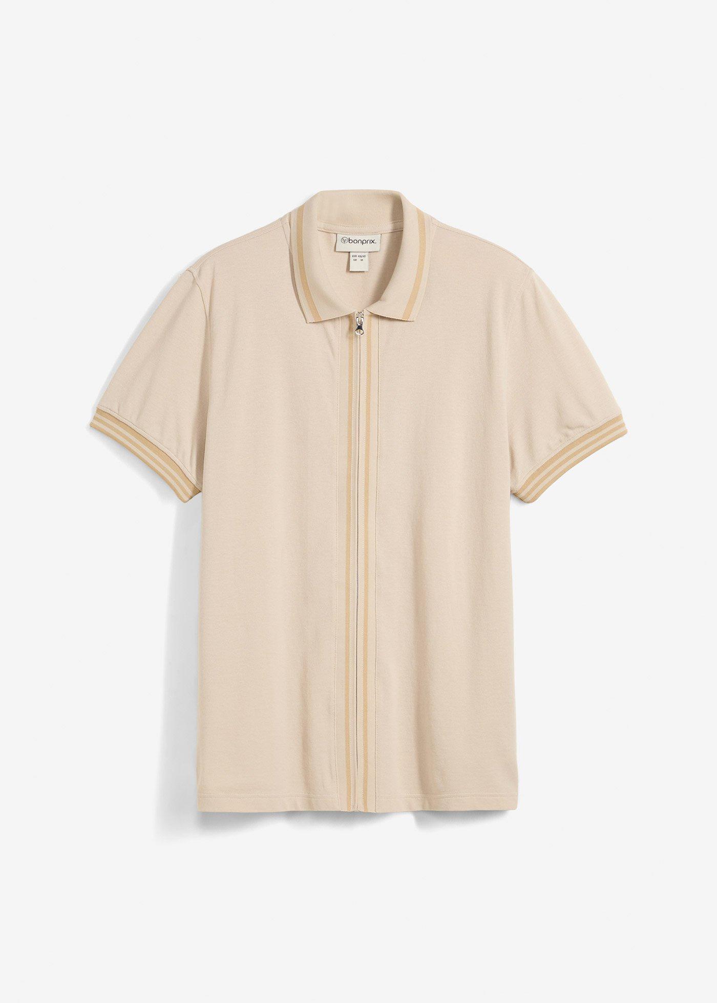 Piqué-Poloshirt mit Reißverschluss aus reiner Baumwolle