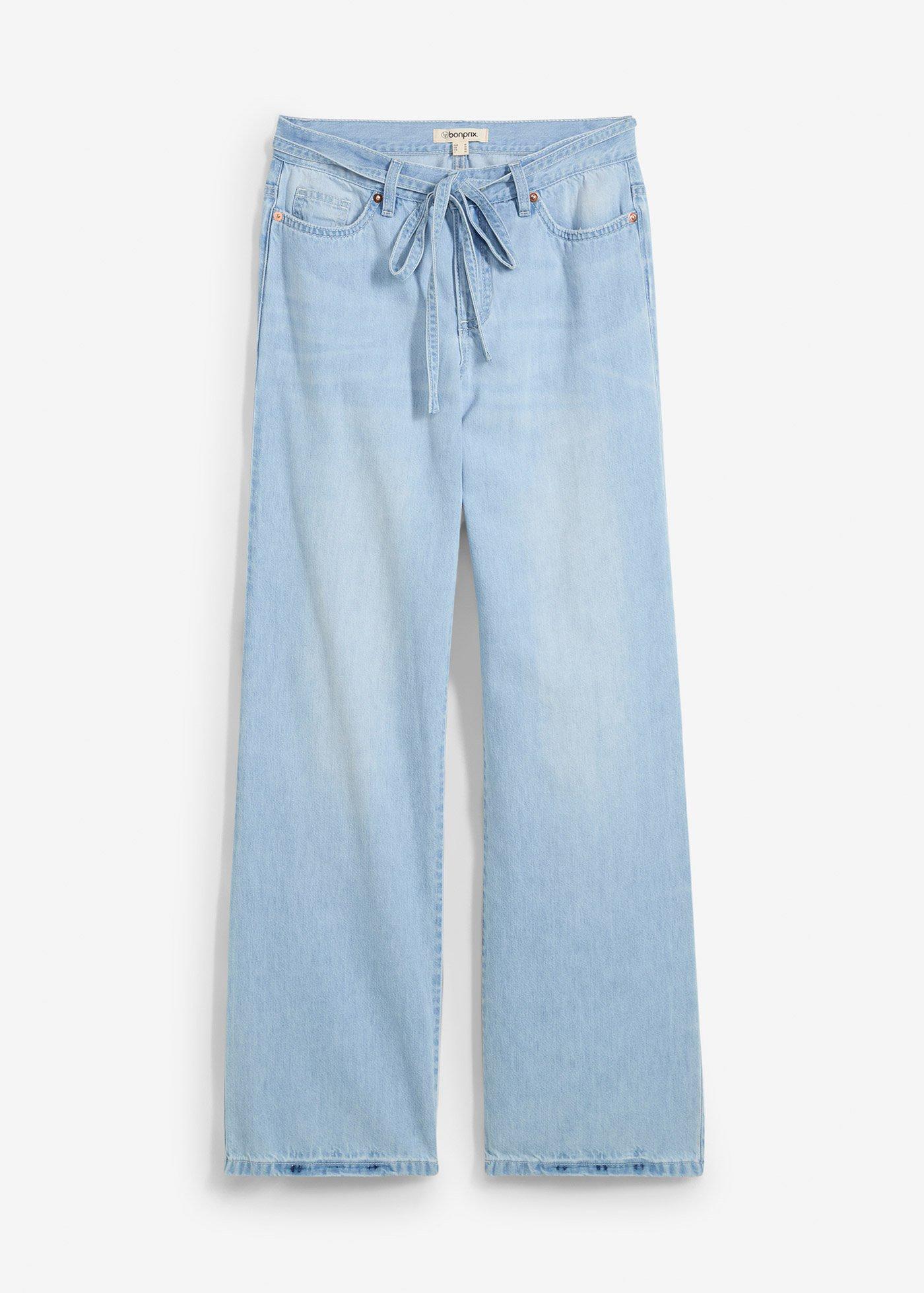 Wide-Leg-Jeans, Mid Waist, Gürtel