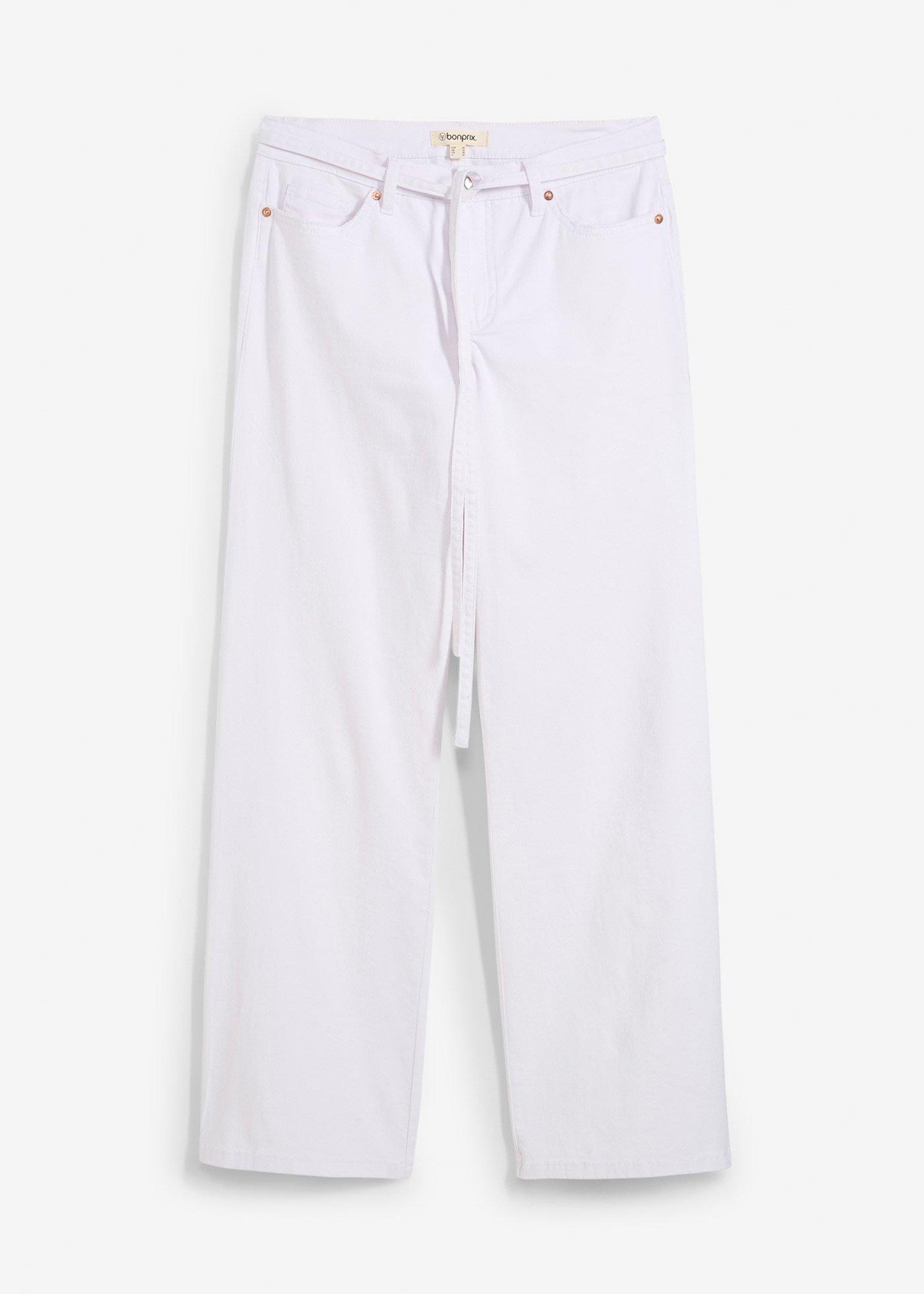 Wide-Leg-Jeans, Mid Waist, Gürtel