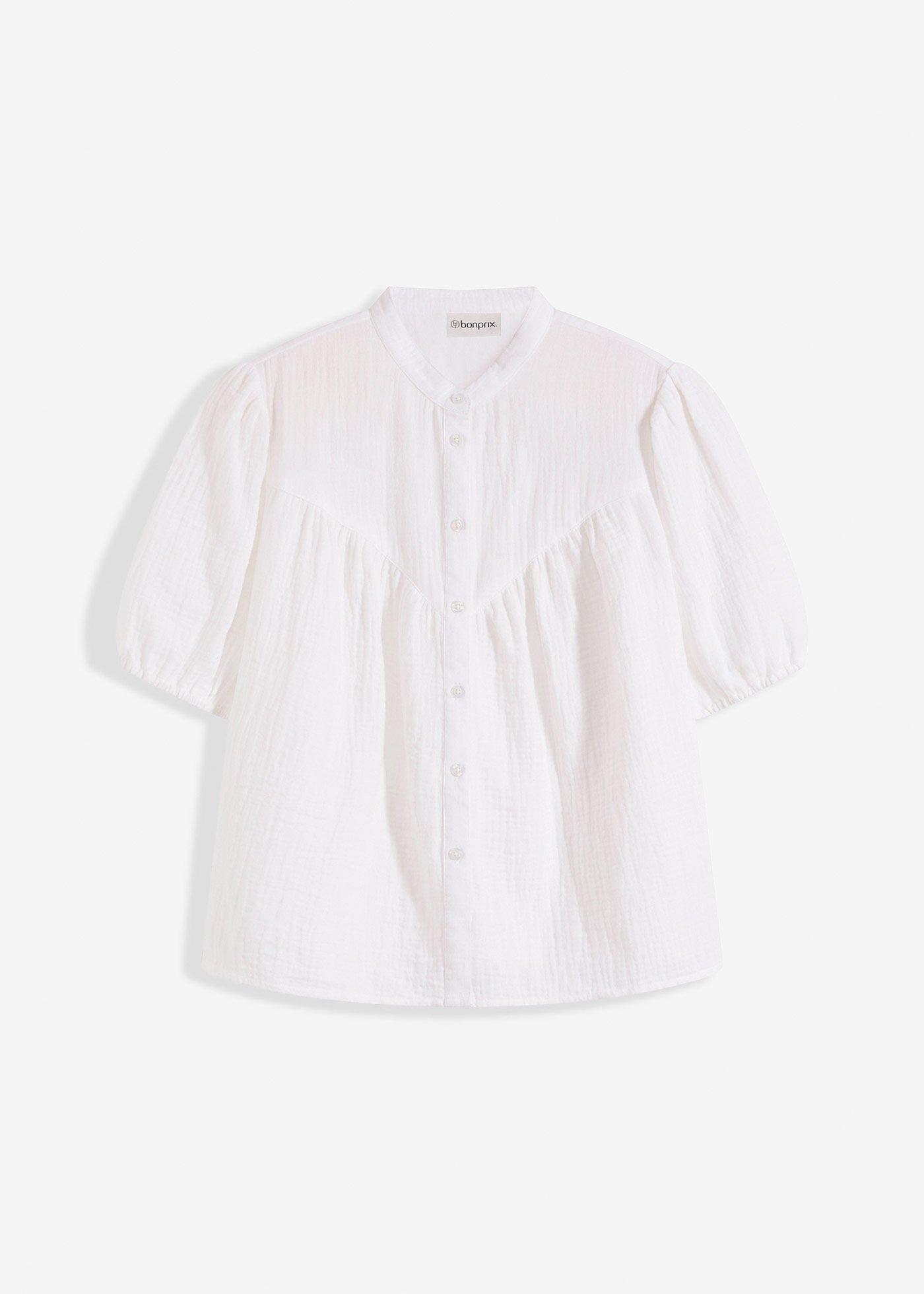 Kurzarm-Bluse aus Musselin