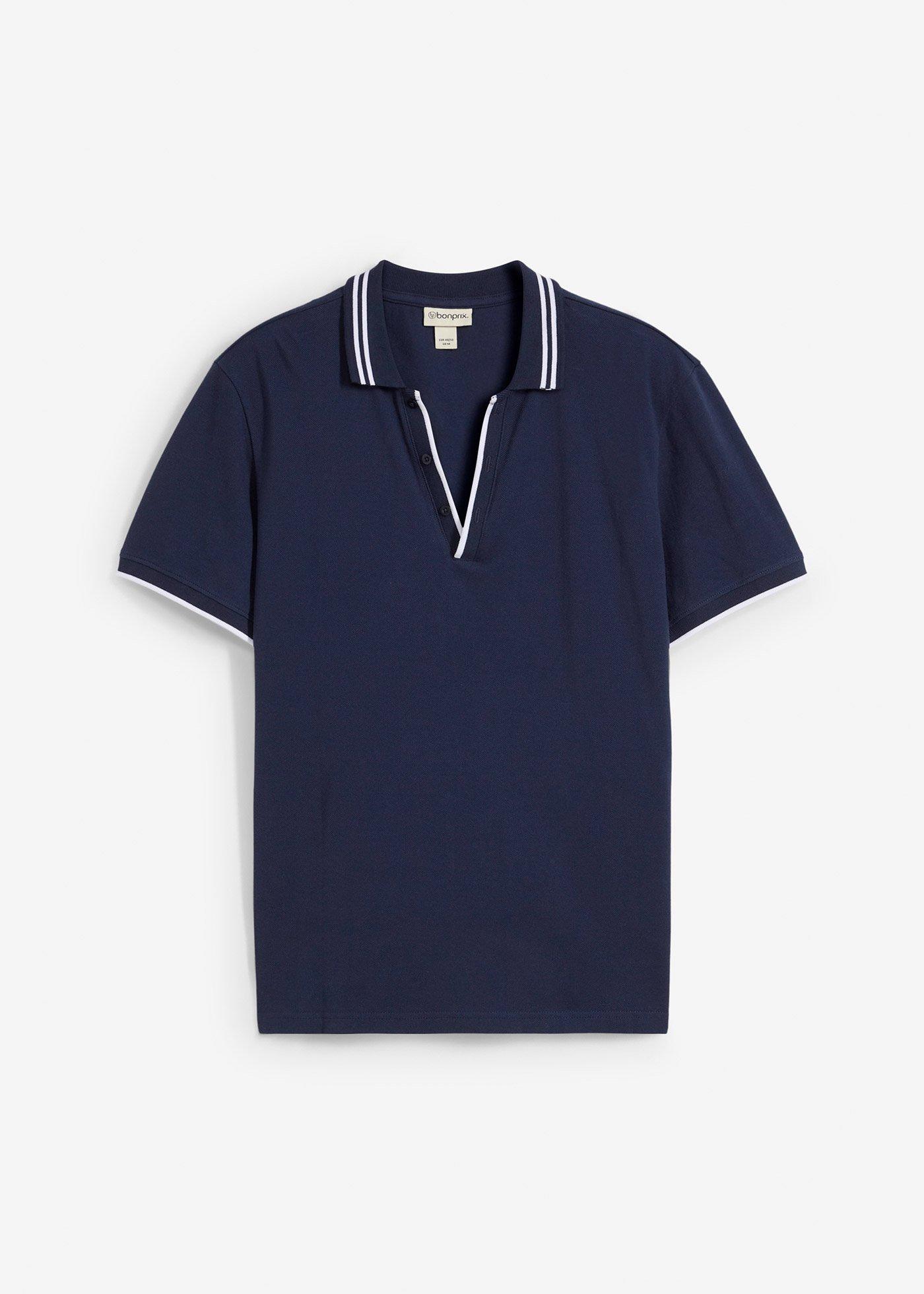 Piqué Poloshirt mit V-Ausschnitt