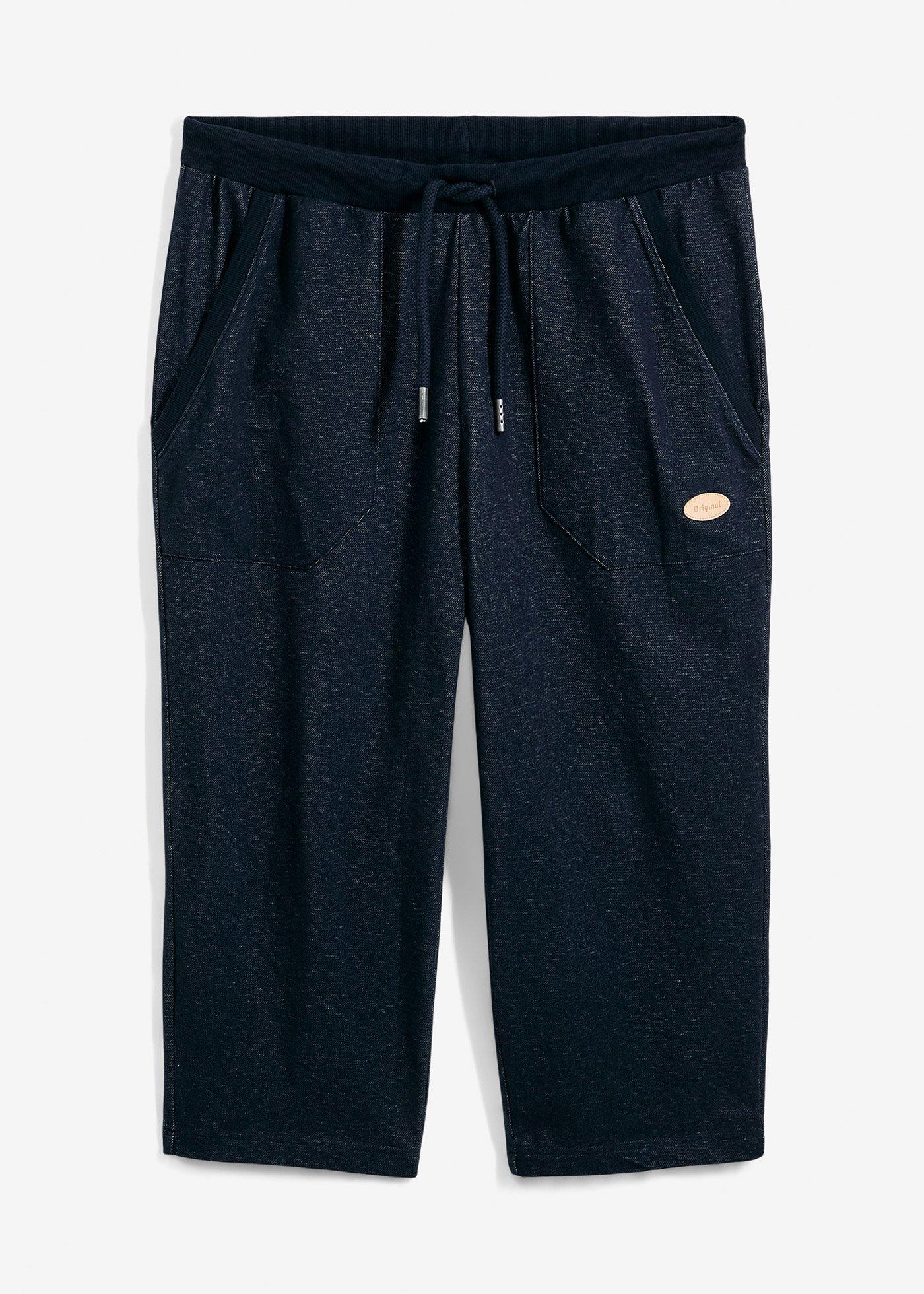 3/4 Sweathose in Denimoptik mit Komfortbund