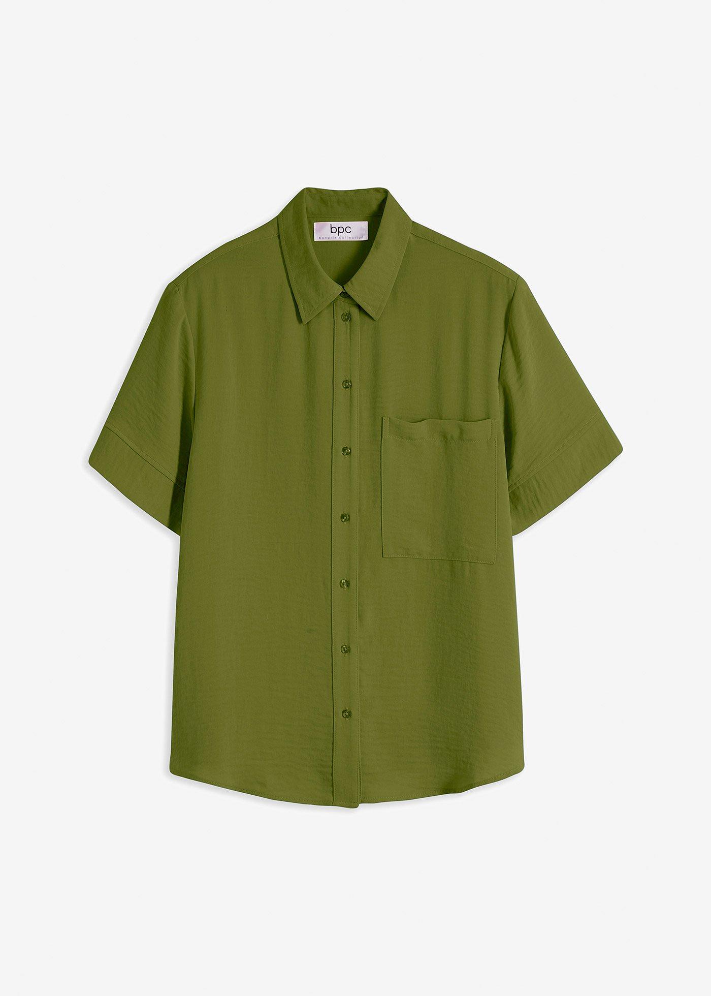 Halbarm-Bluse mit Brusttasche