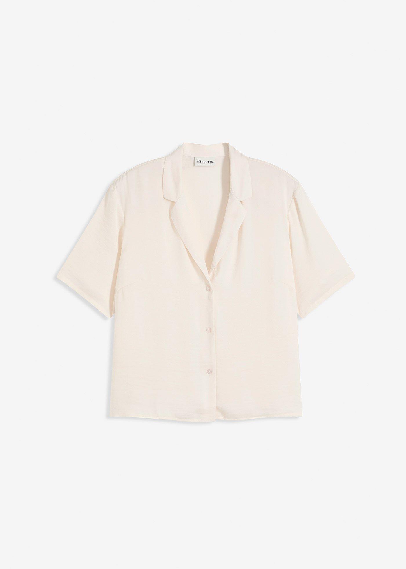 Satin-Bluse mit Reverskragen