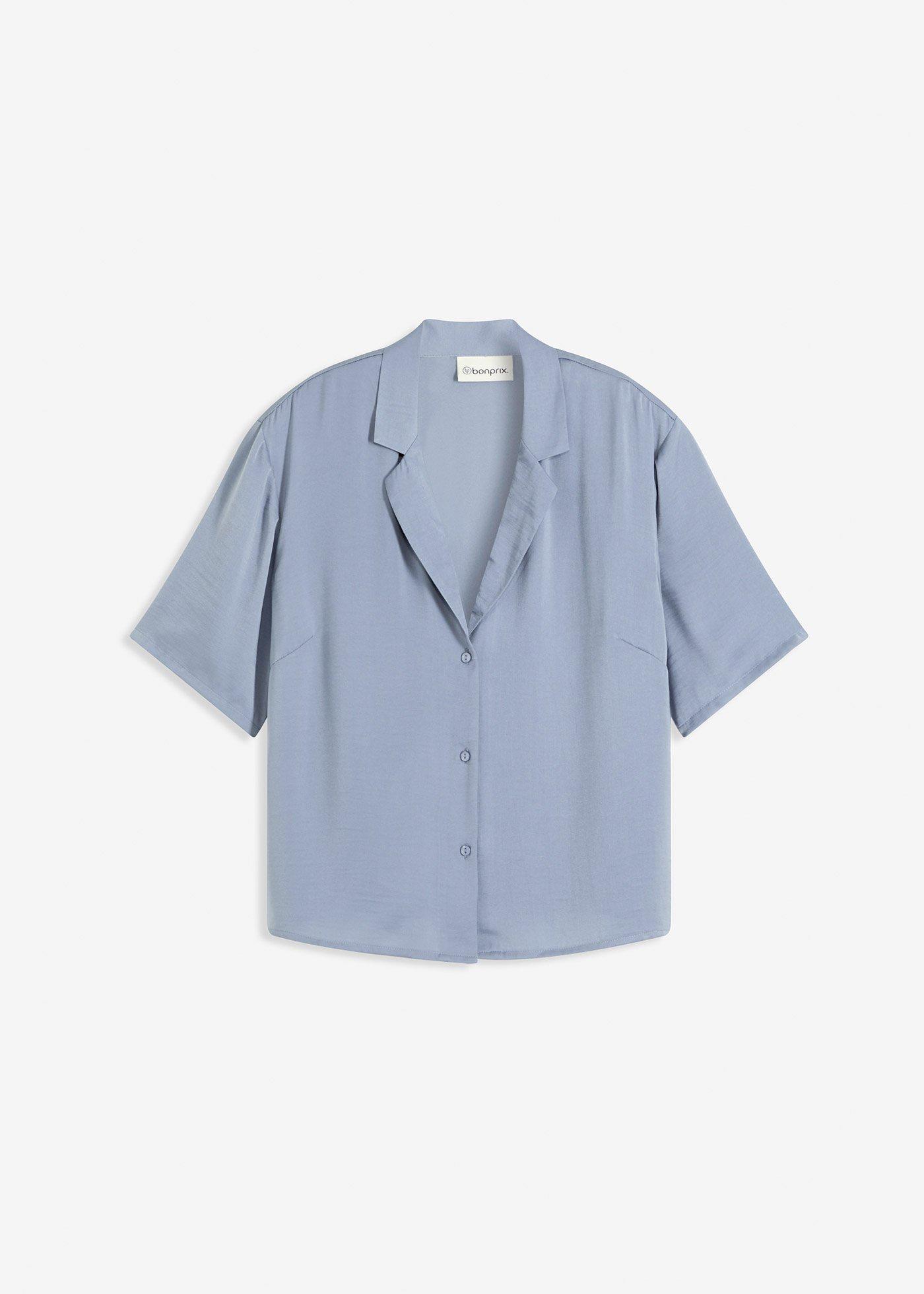 Satin-Bluse mit Reverskragen