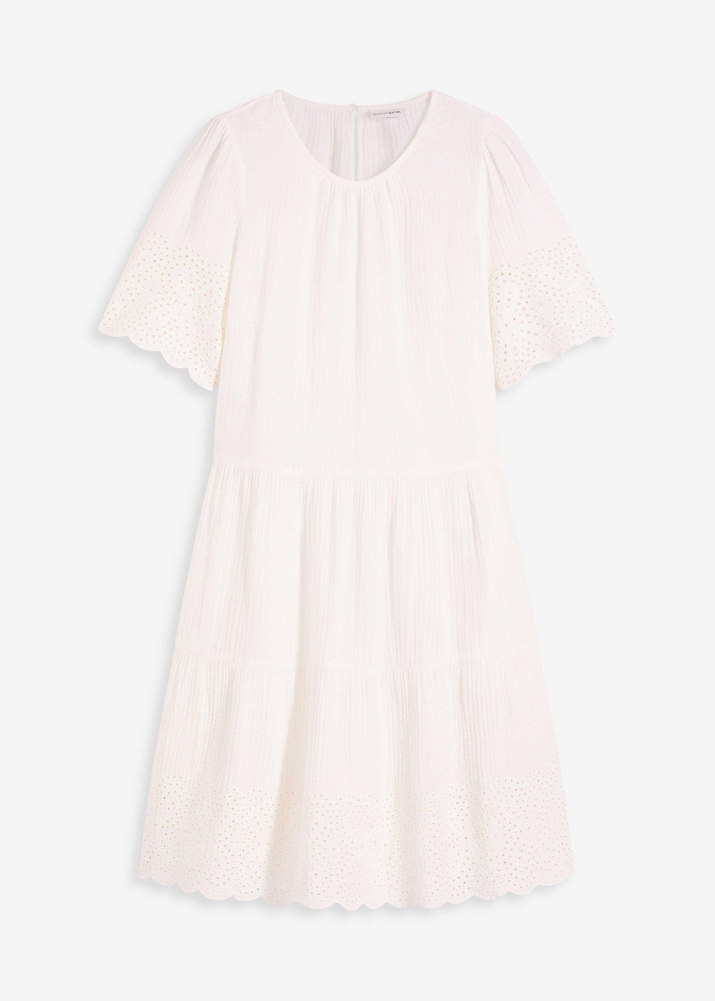 Kleid aus Musselin mit Lochstickerei