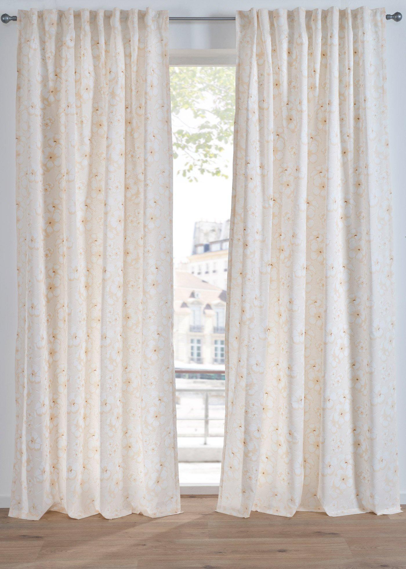Gardine mit Blumendruck aus recyceltem Polyester (1er Pack)