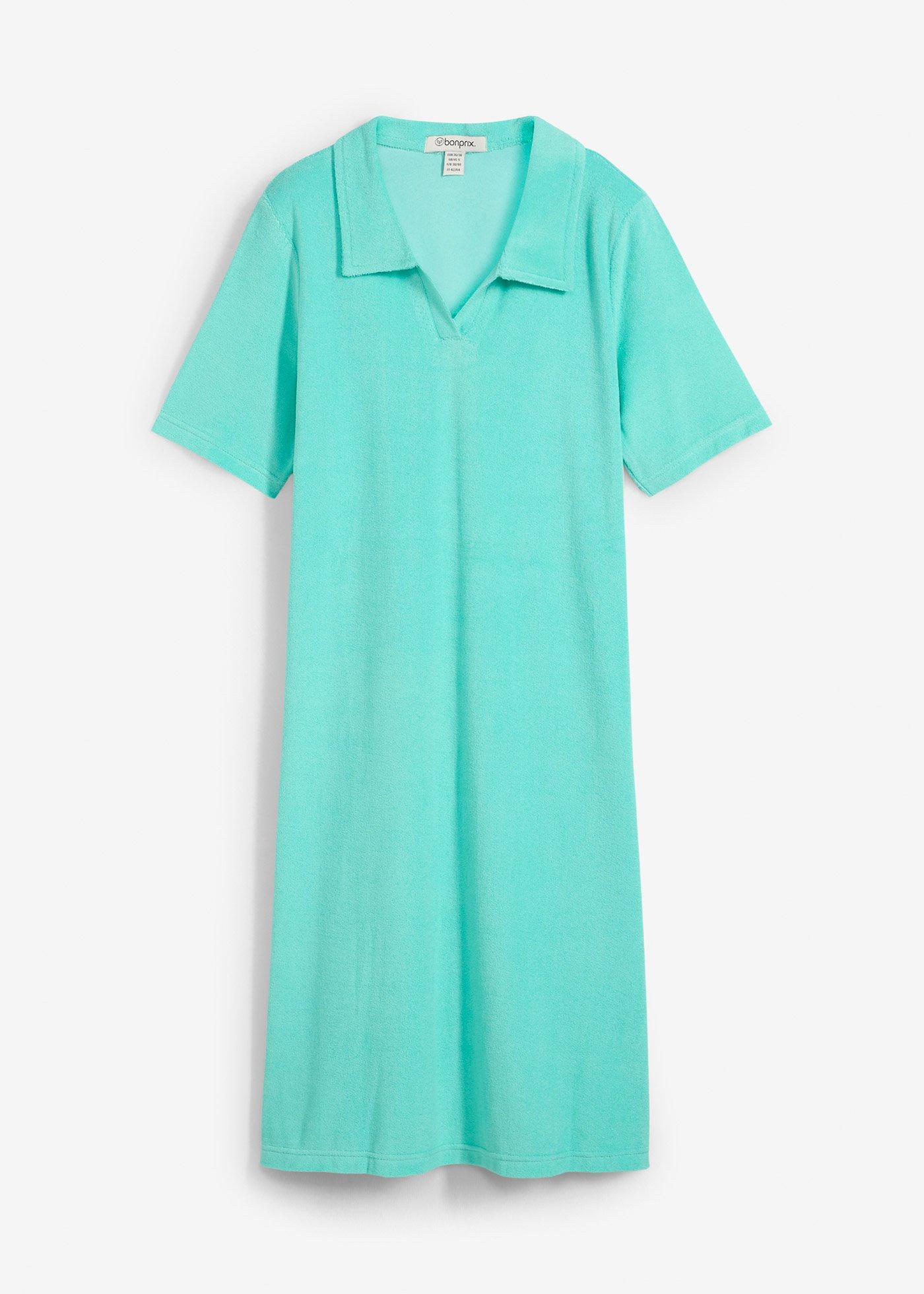 Knieumspielendes Frottee-Kleid mit Polokragen