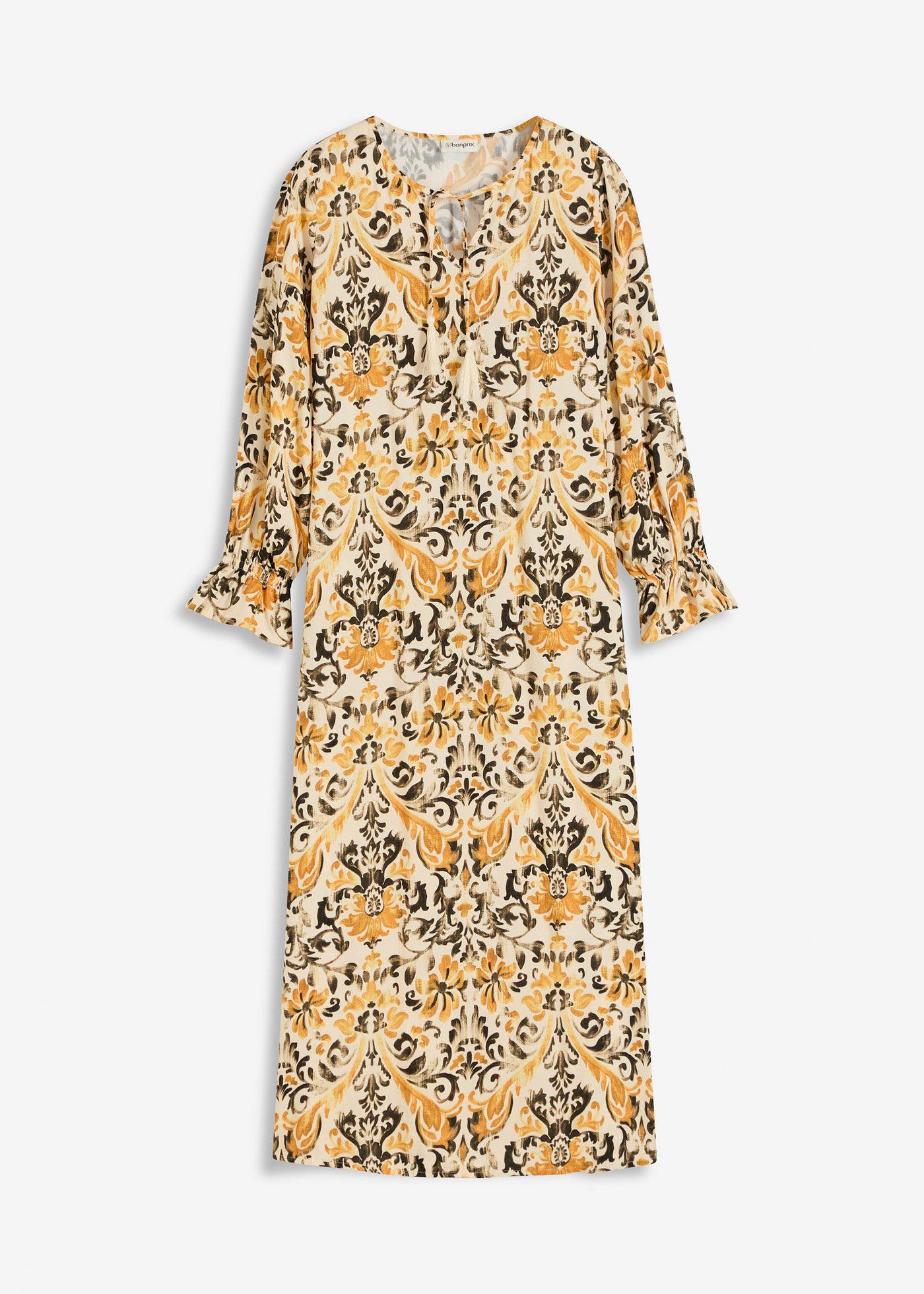 bedrucktes Kaftan-Kleid aus fließender Viskose