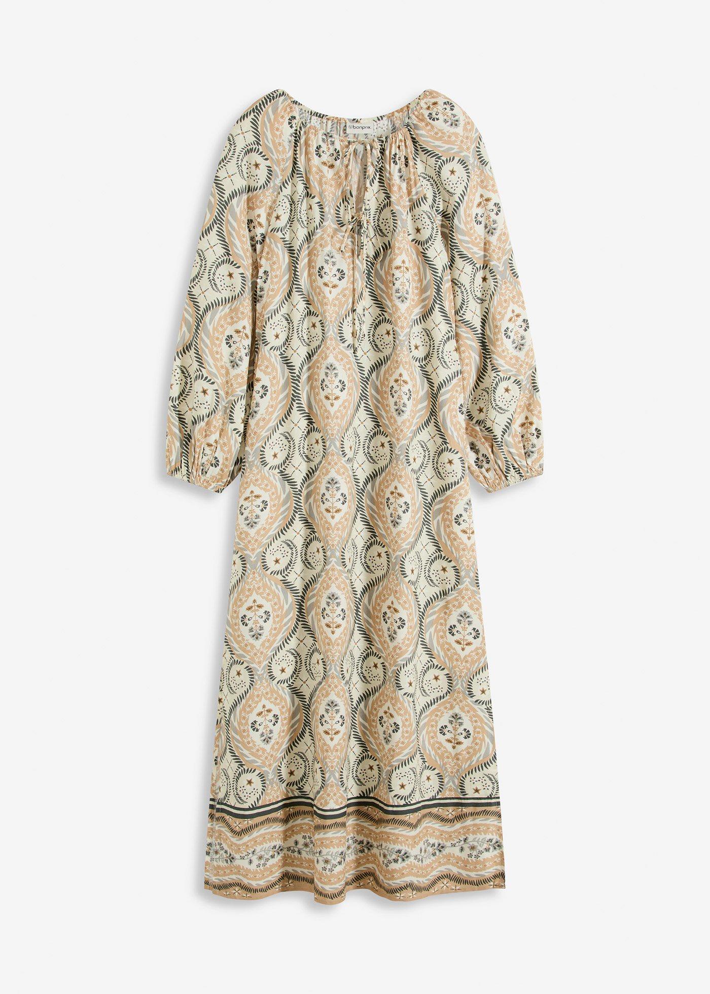 bedrucktes Kaftan-Kleid aus fließender Viskose