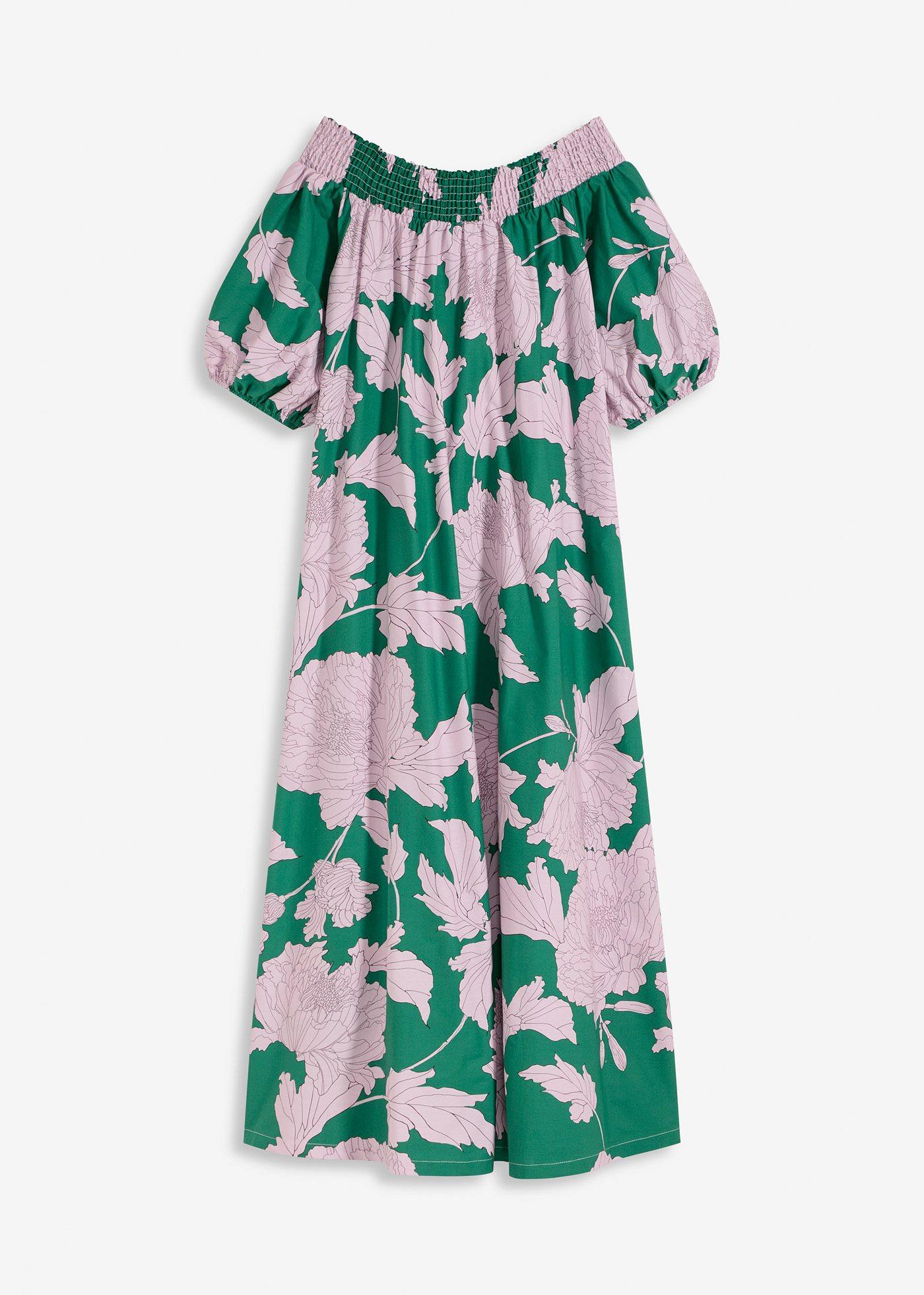 bedrucktes Carmen-Kleid aus reiner Baumwolle