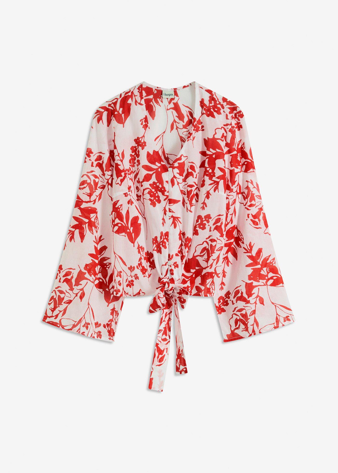 bedruckte Bluse aus reiner Baumwolle