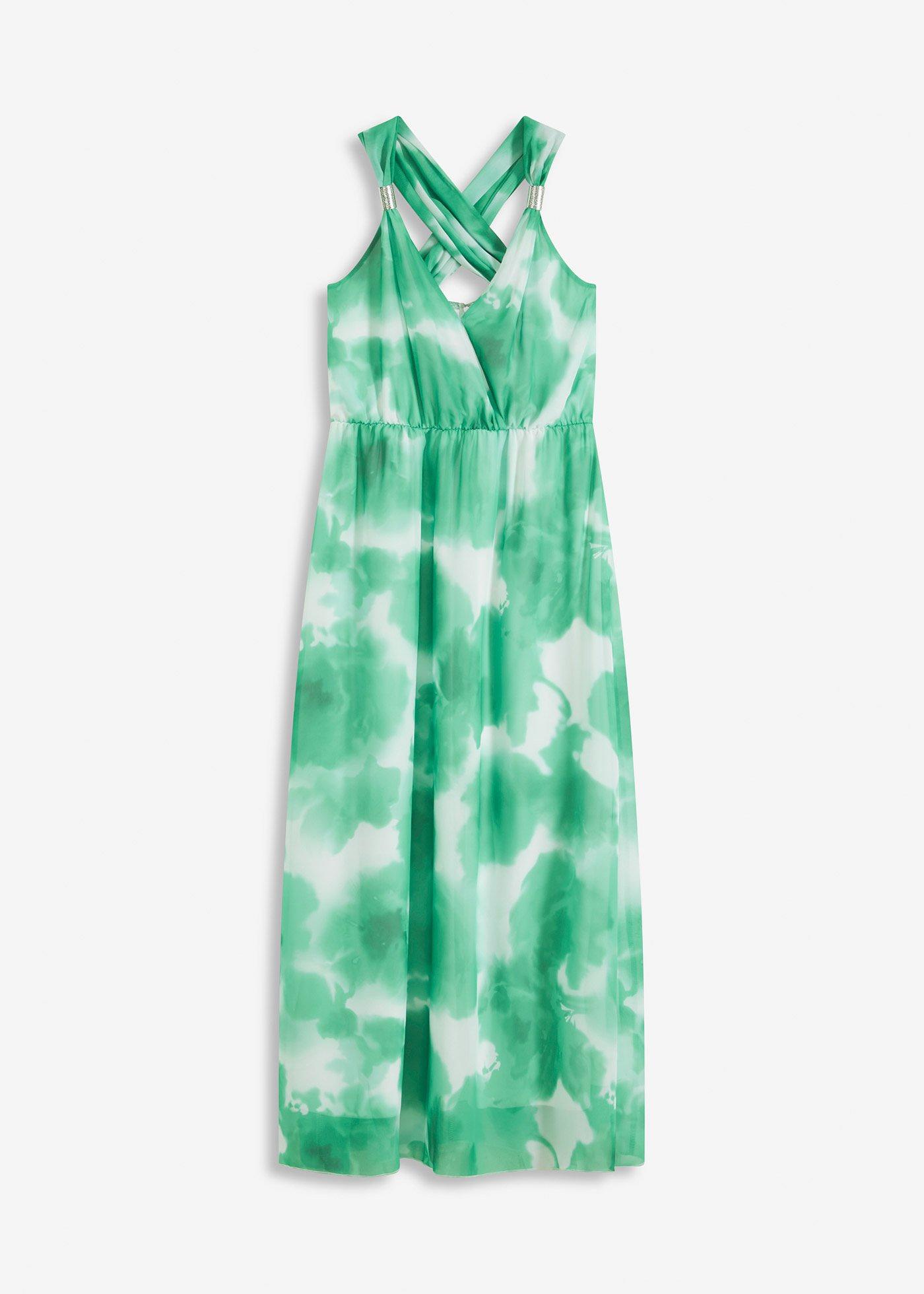 Chiffonkleid mit Trägern und Accessoire-Dekor