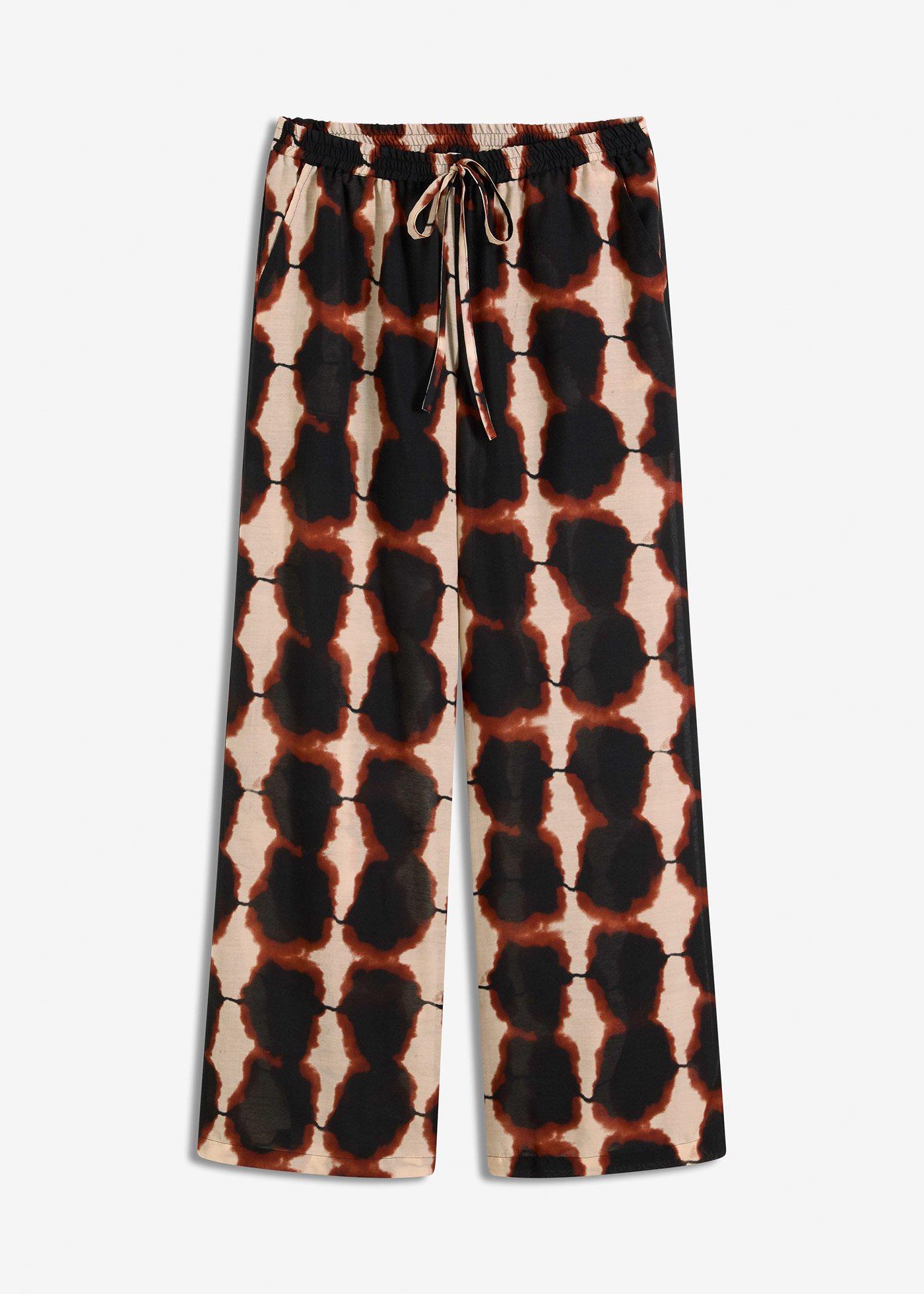 weite Hose mit Batik-Print