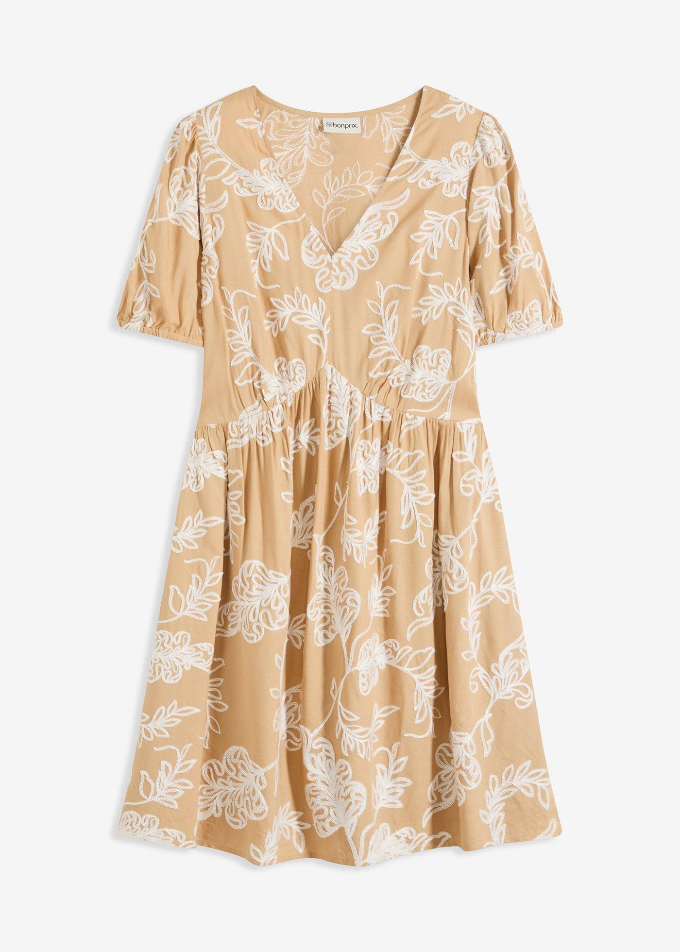 Tunika-Kleid mit Stickerei aus fließender Viskose