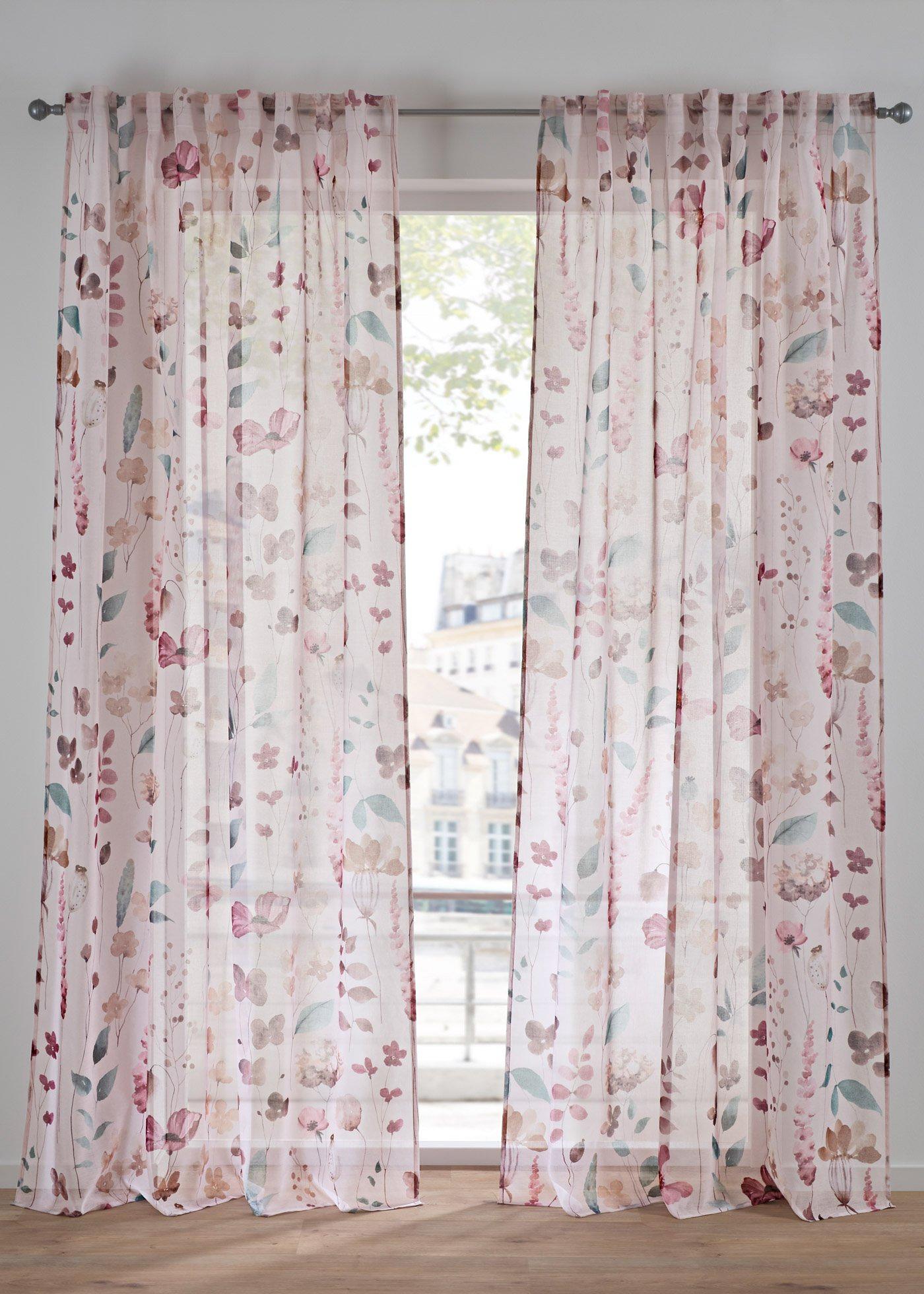 Gardine mit Blumen Druck (1er Pack)