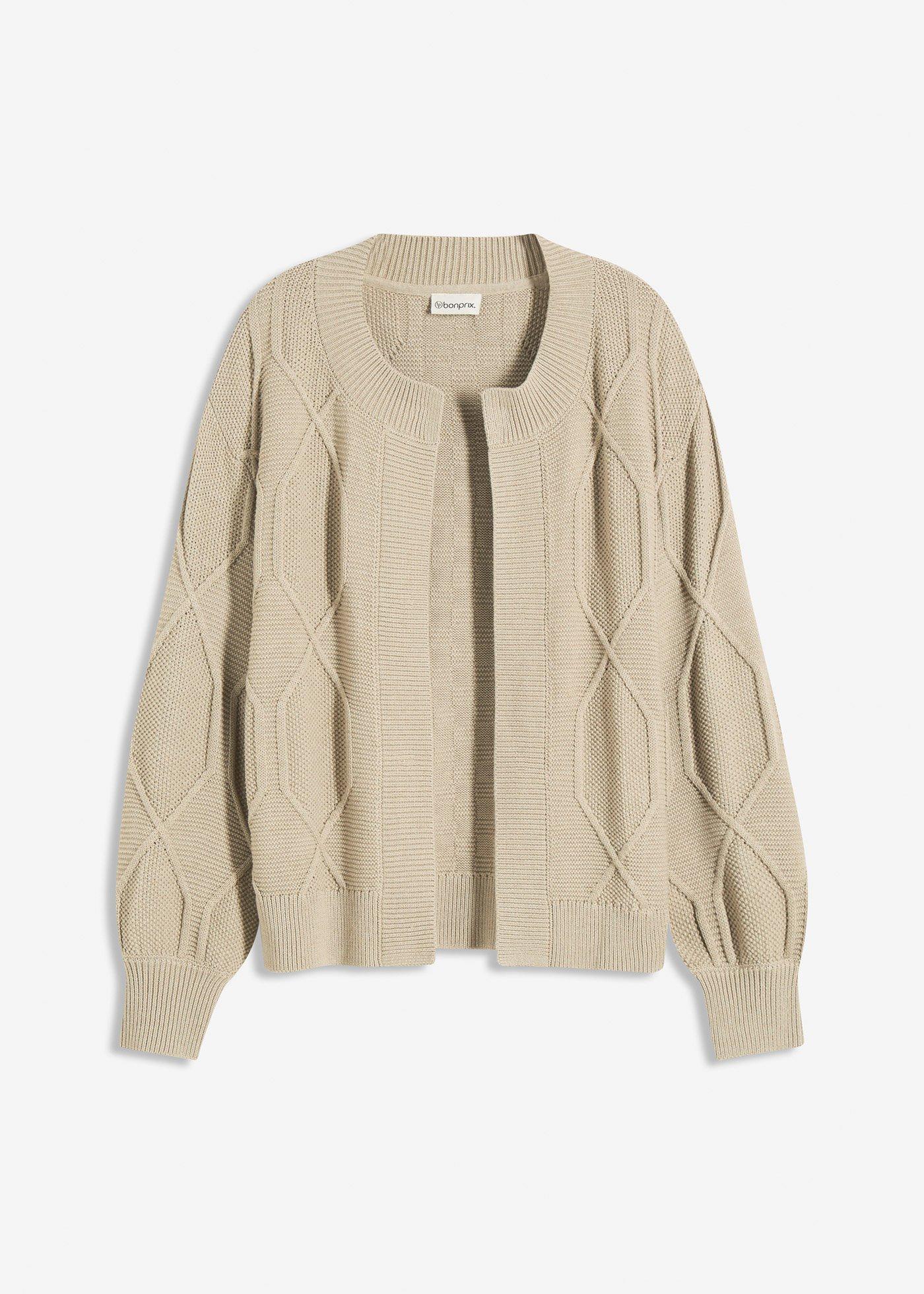 Strickjacke mit Zopfmuster