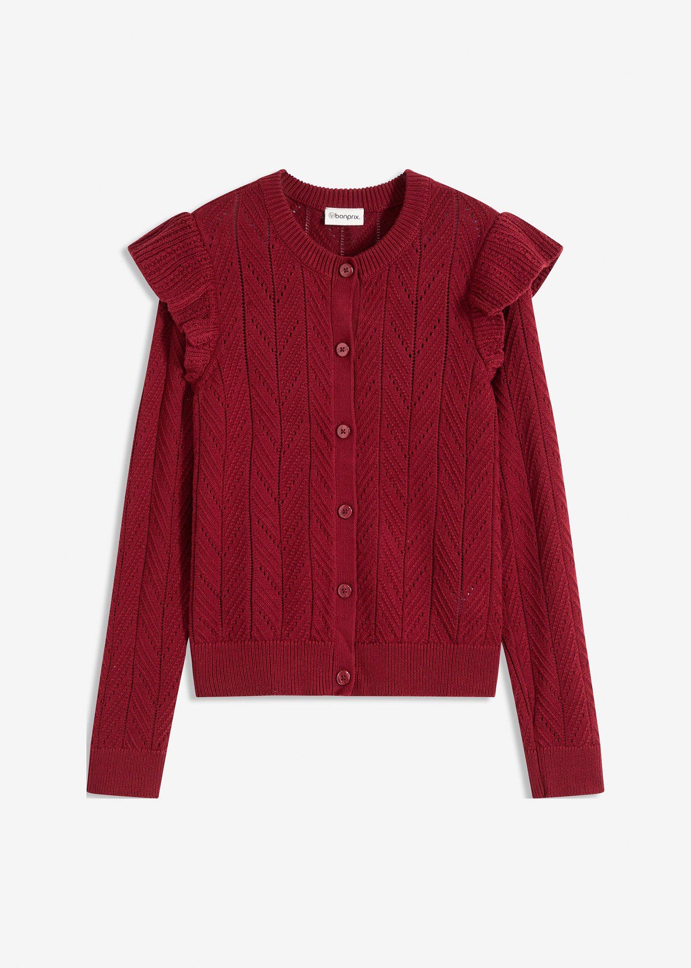 Ajour-Strickjacke aus Baumwolle