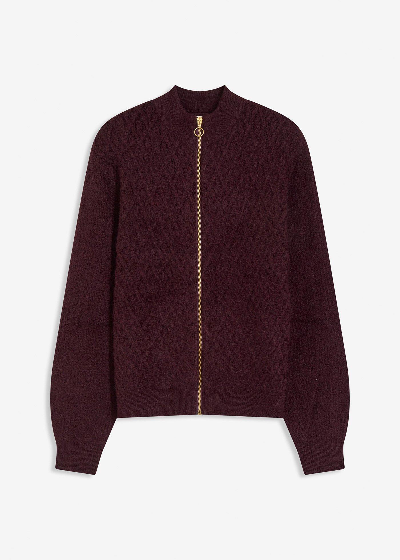 Strickjacke mit Zopmuster