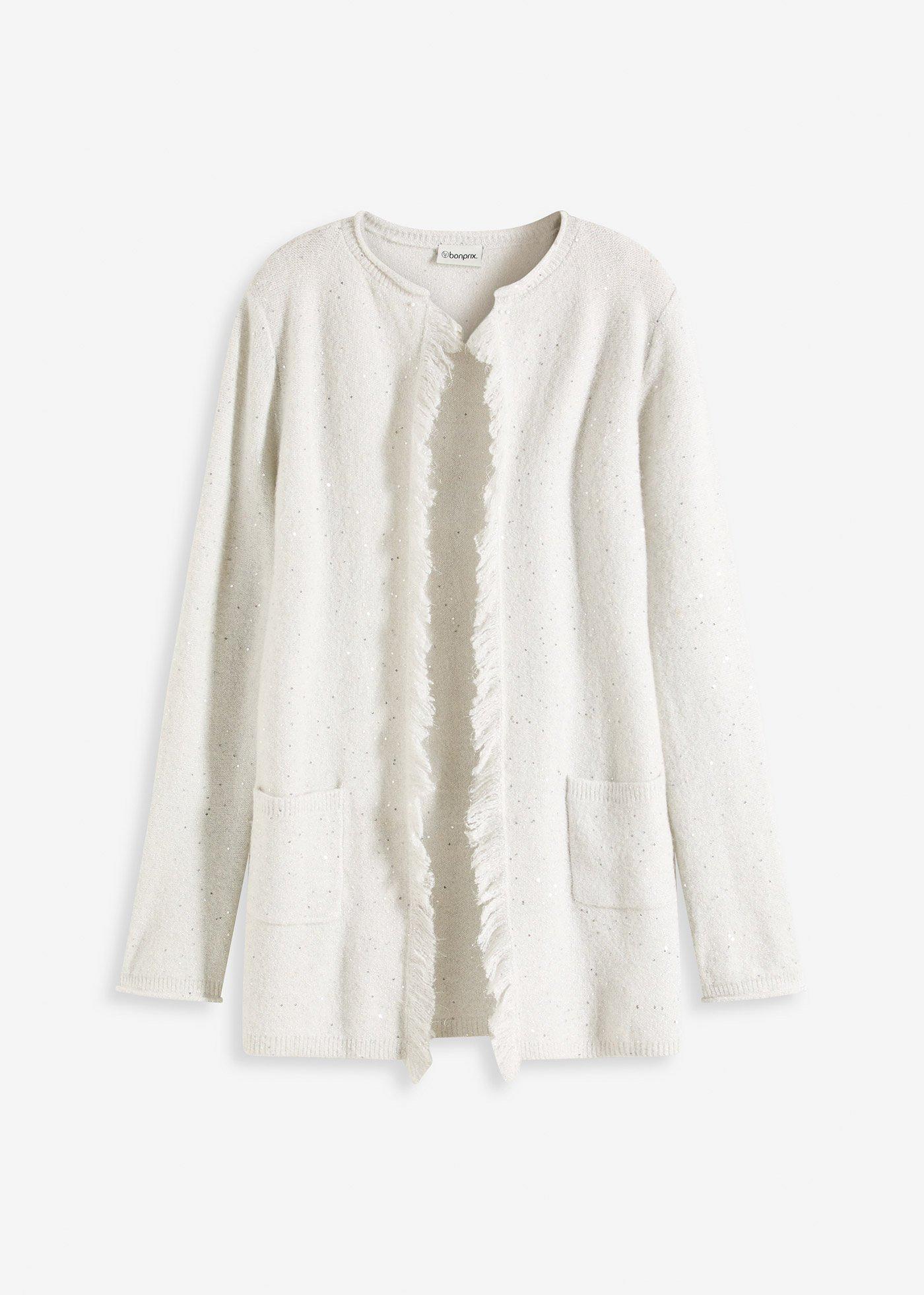 Kurzer Strickmantel mit Pailetten und Glanzgarn