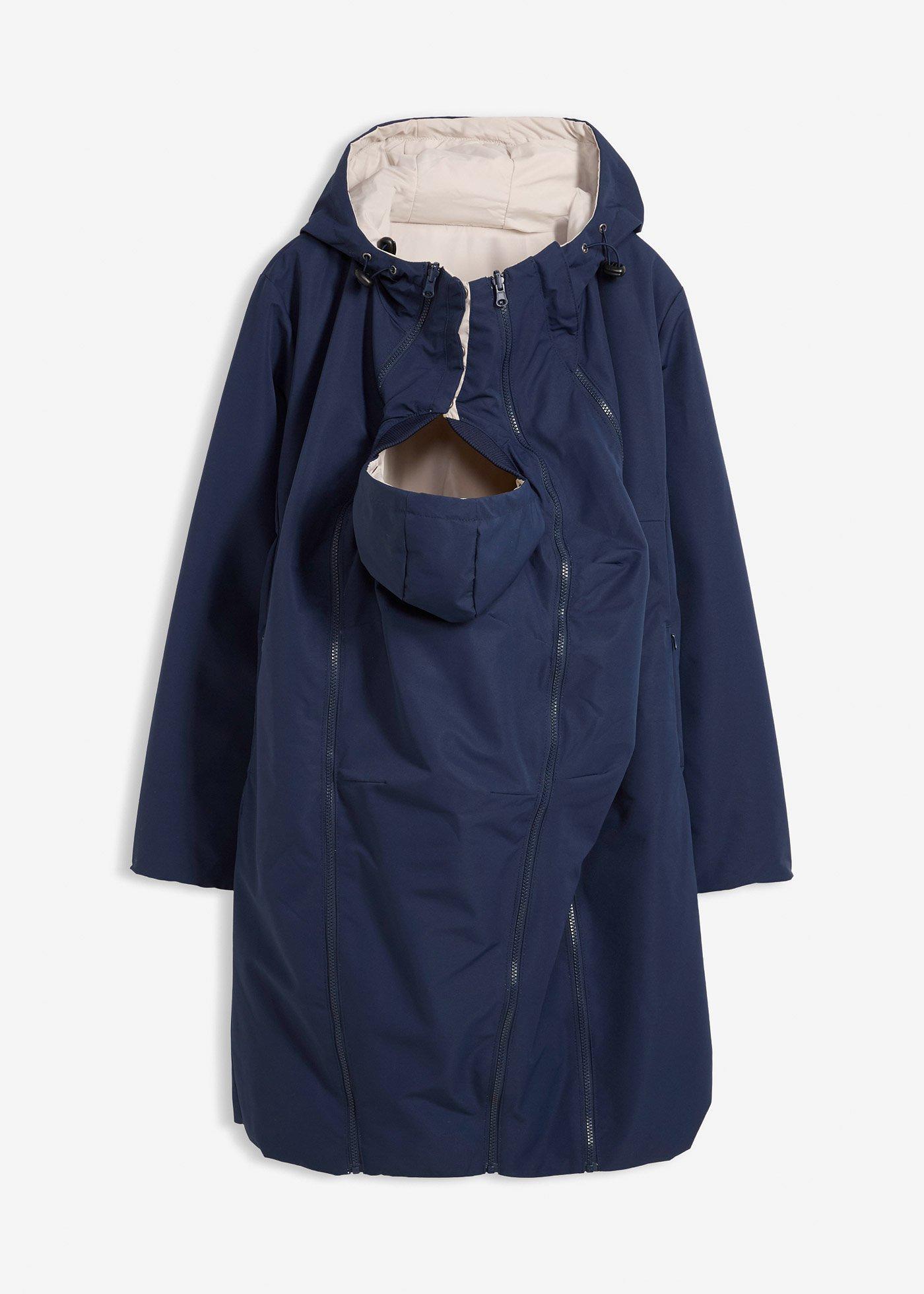 Wasserabweisender 6-in-1 Wende-Umstandsmantel mit Trage- und Schwangerschftseinsatz