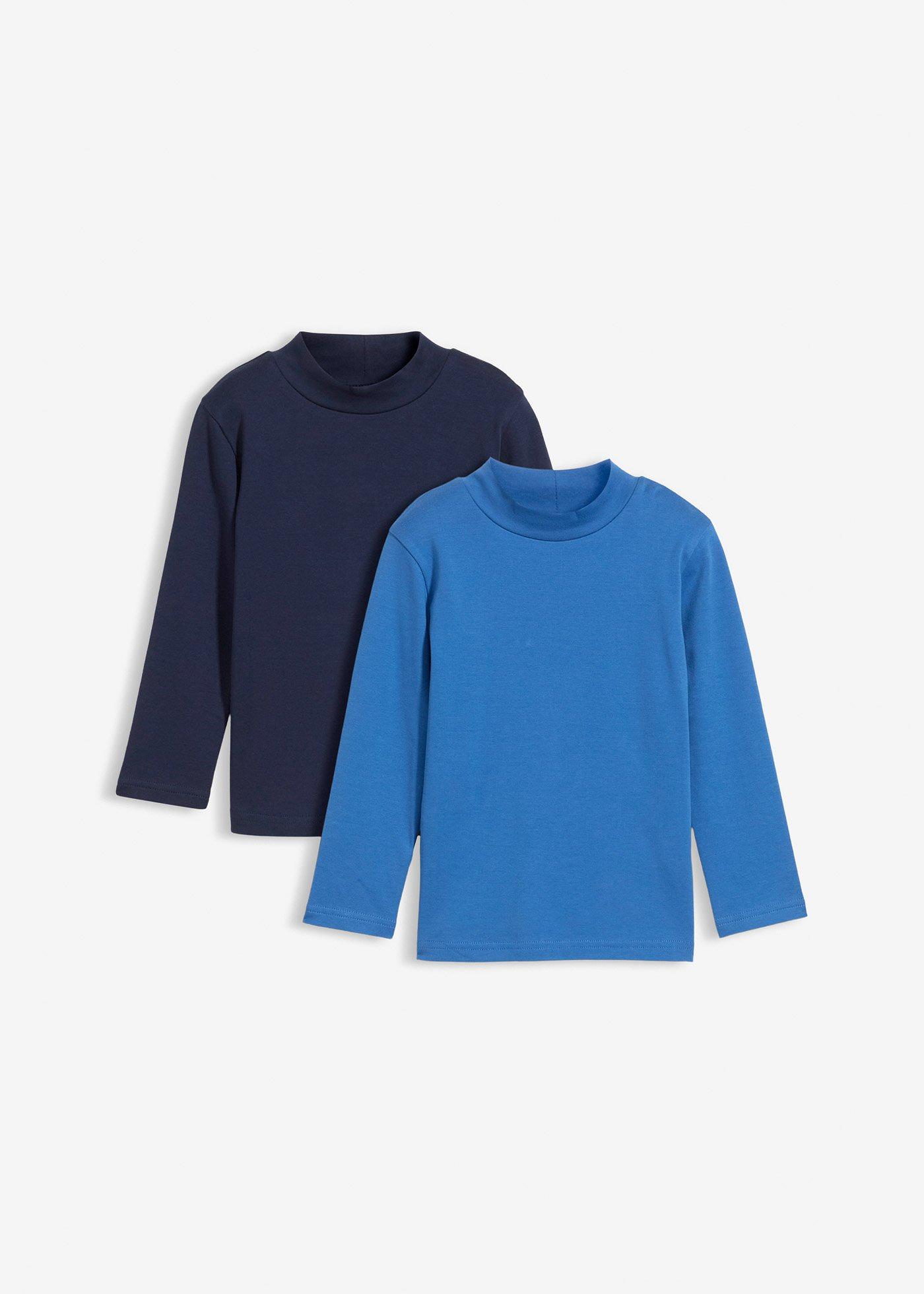 Langarmshirt mit Stehkragen aus reiner Bio-Baumwolle (2er Pack)